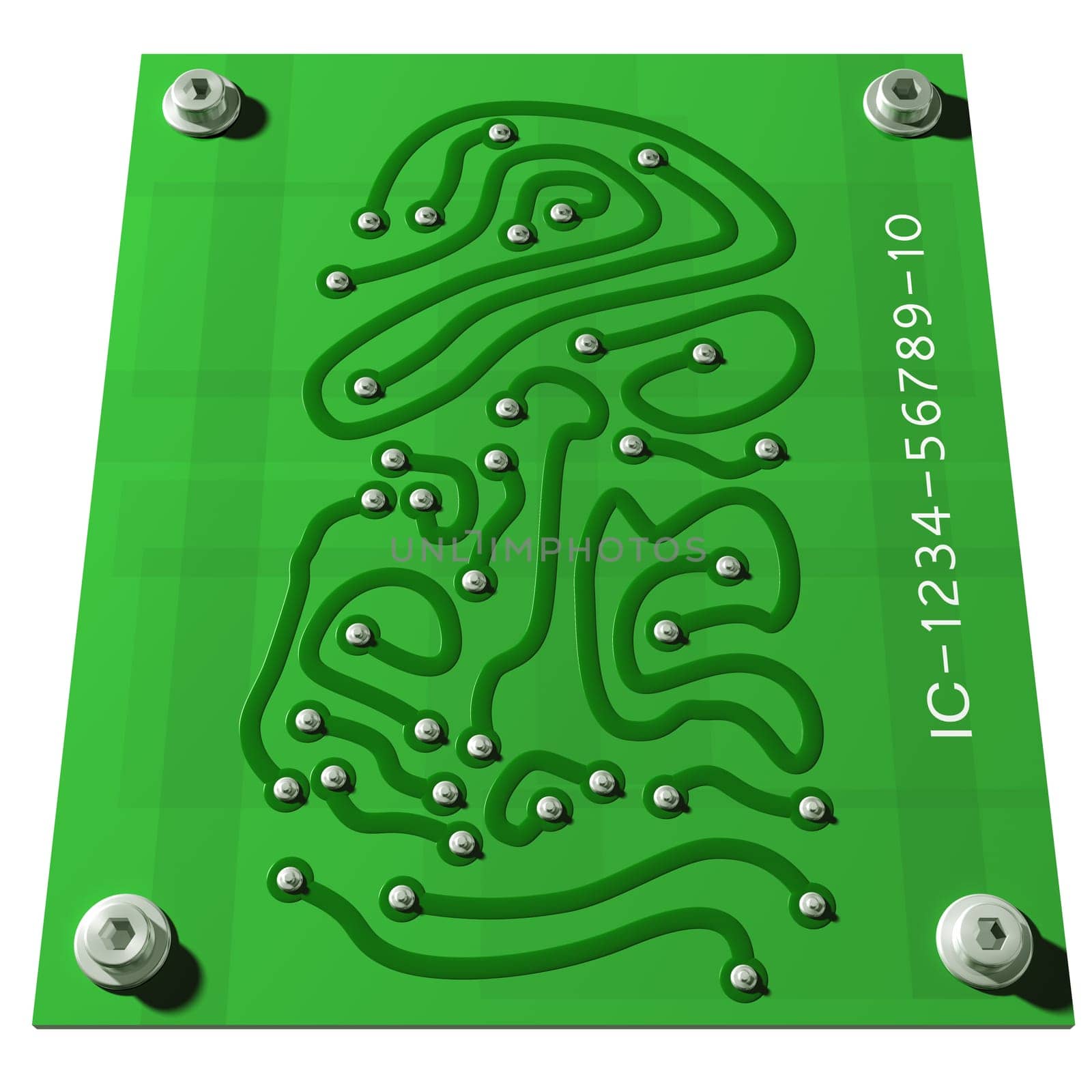 Electronic circuit board with connections in the form of a fingerprint
