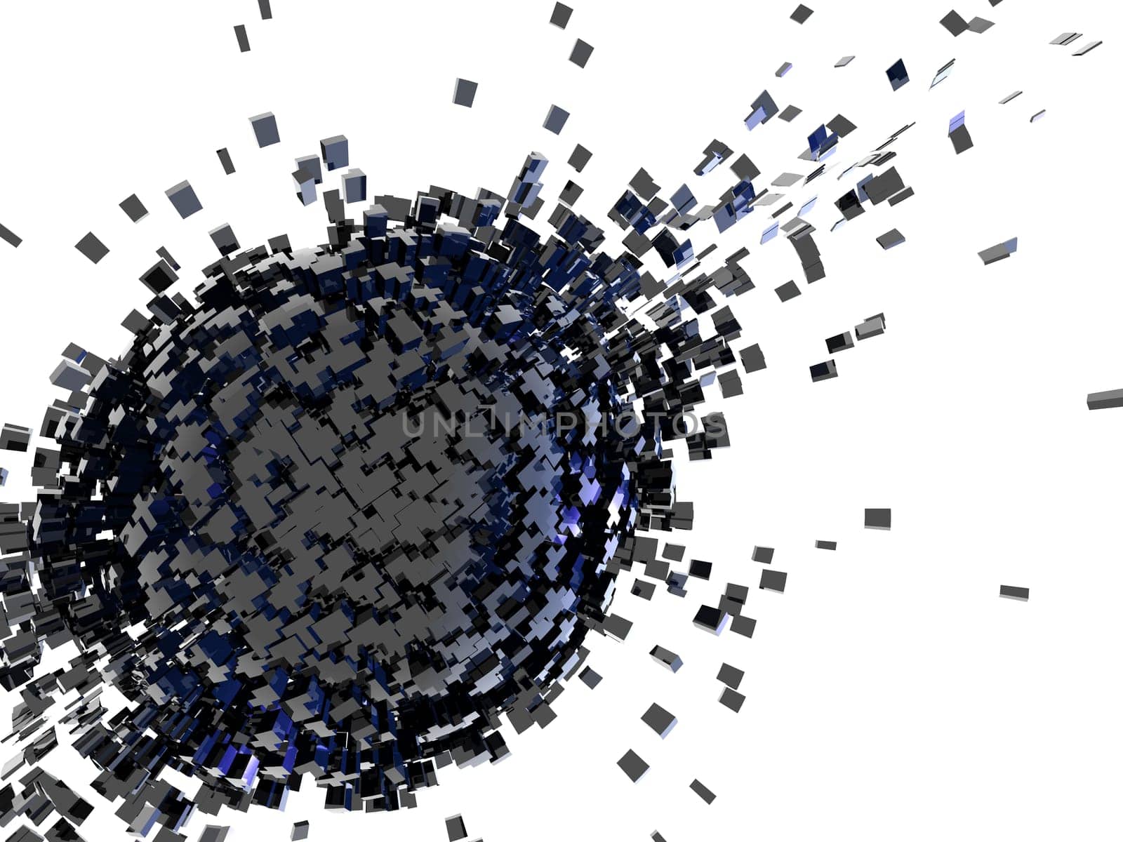 3d cube effect explosion abstract backgtound blue black