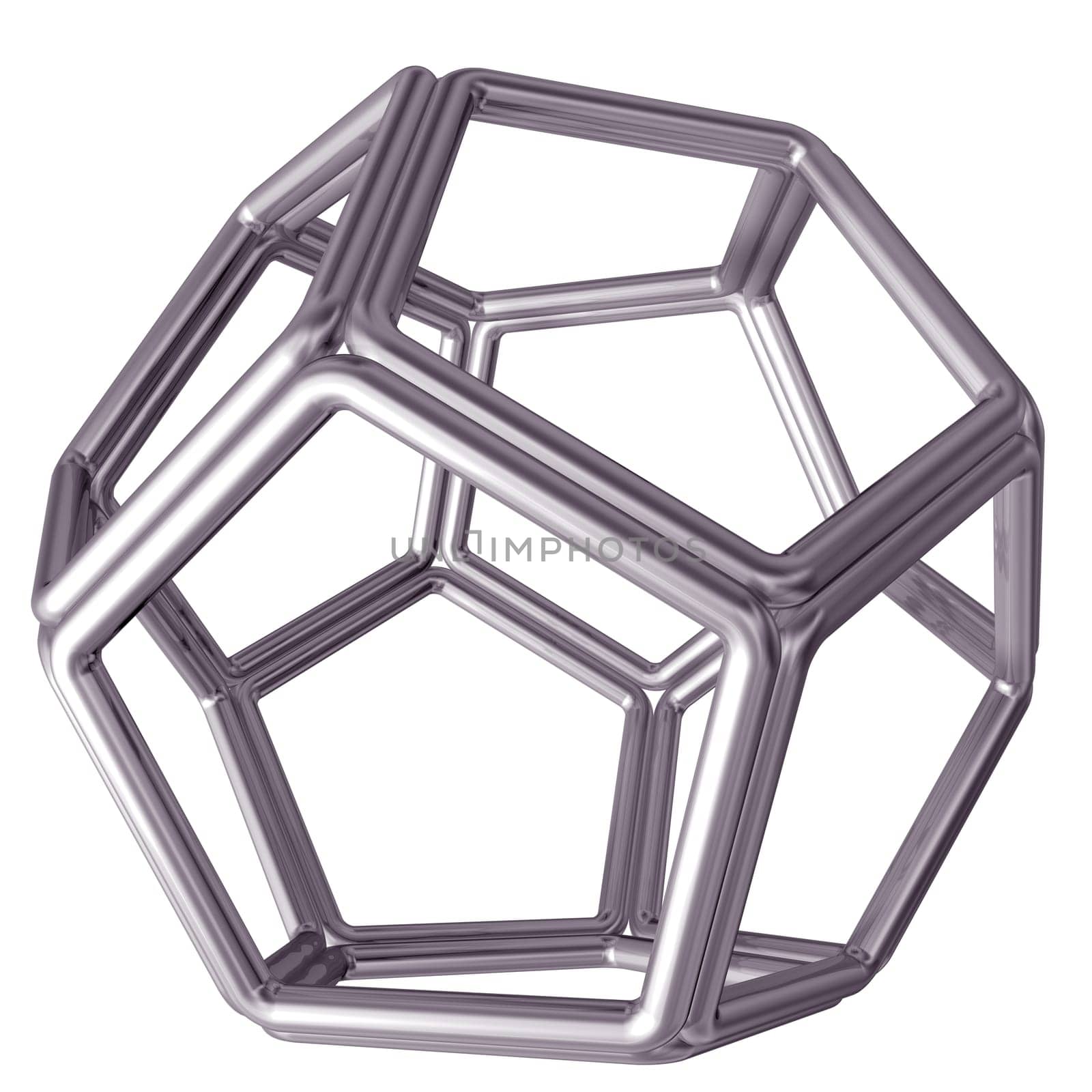 Original isolated illustration of a tubular steel dodecahedron