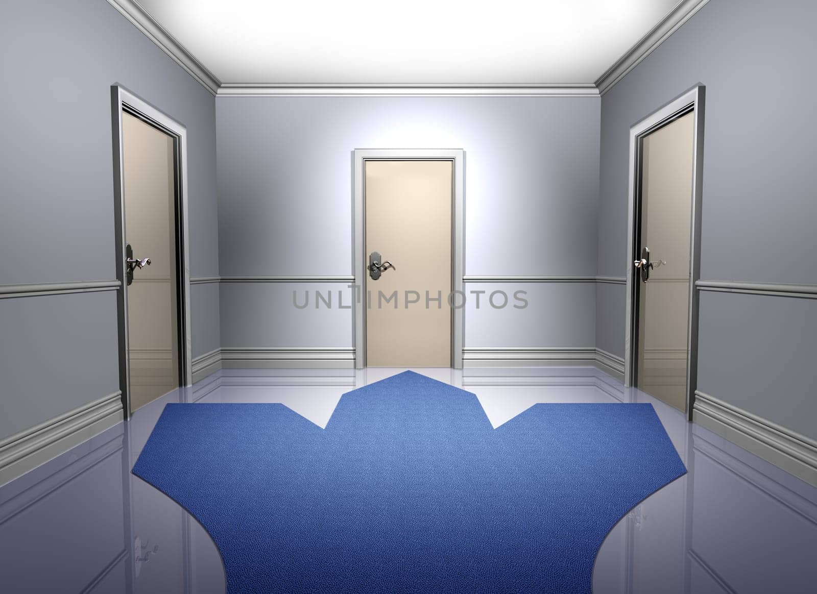 Illustration of three doorways representing a decision to be made