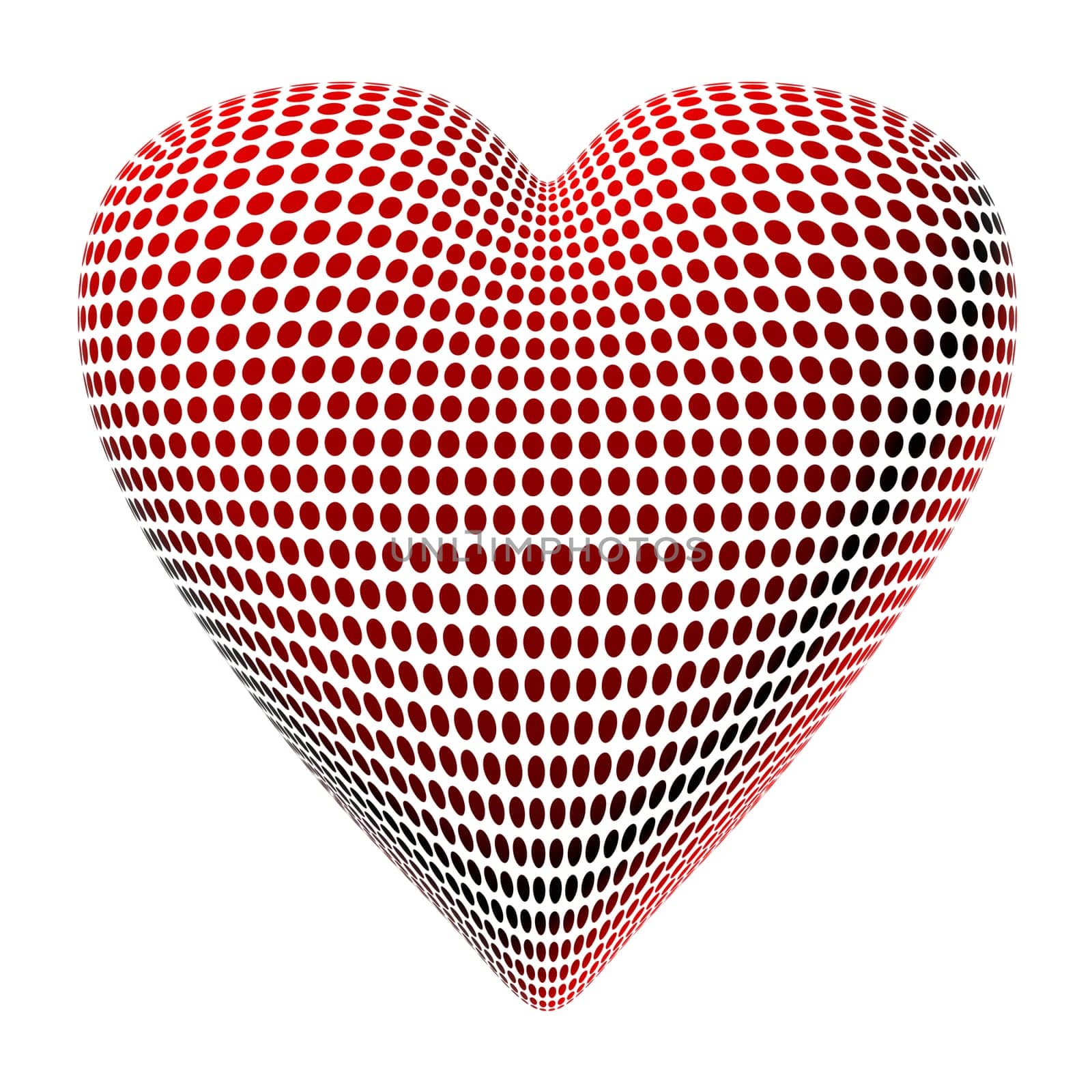 Isolated illustration on an abstract heart made of red dots