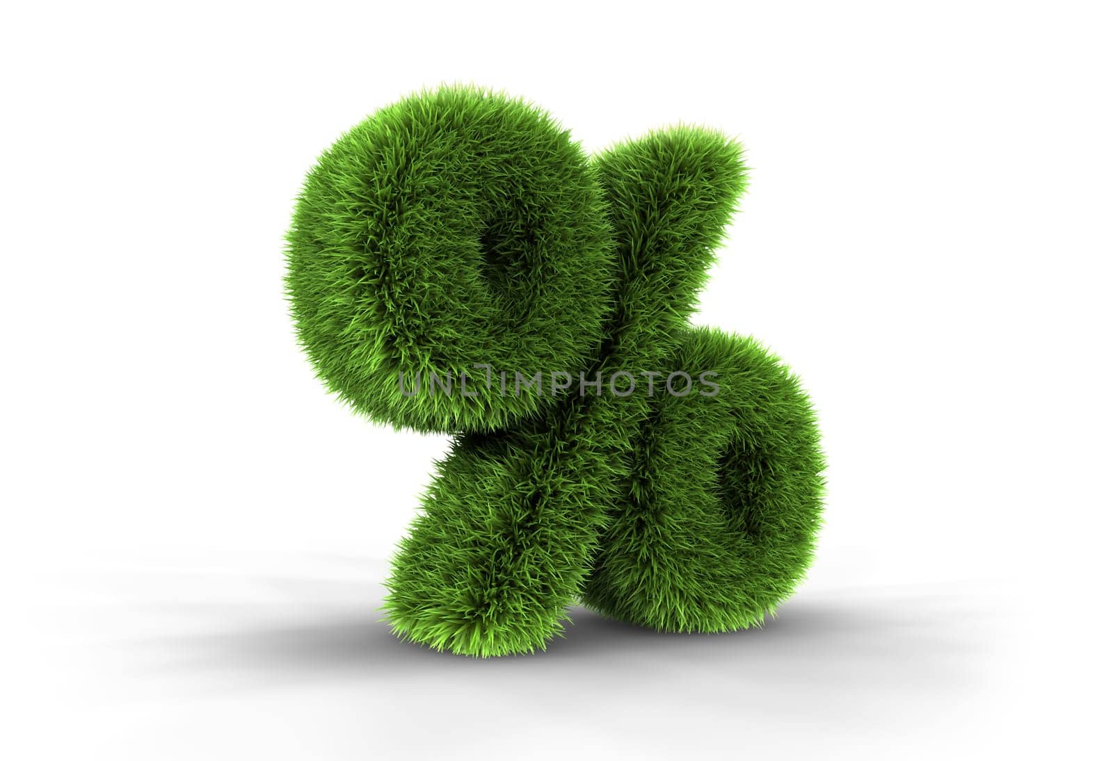 3D illustration of grass percent, isolated on white background