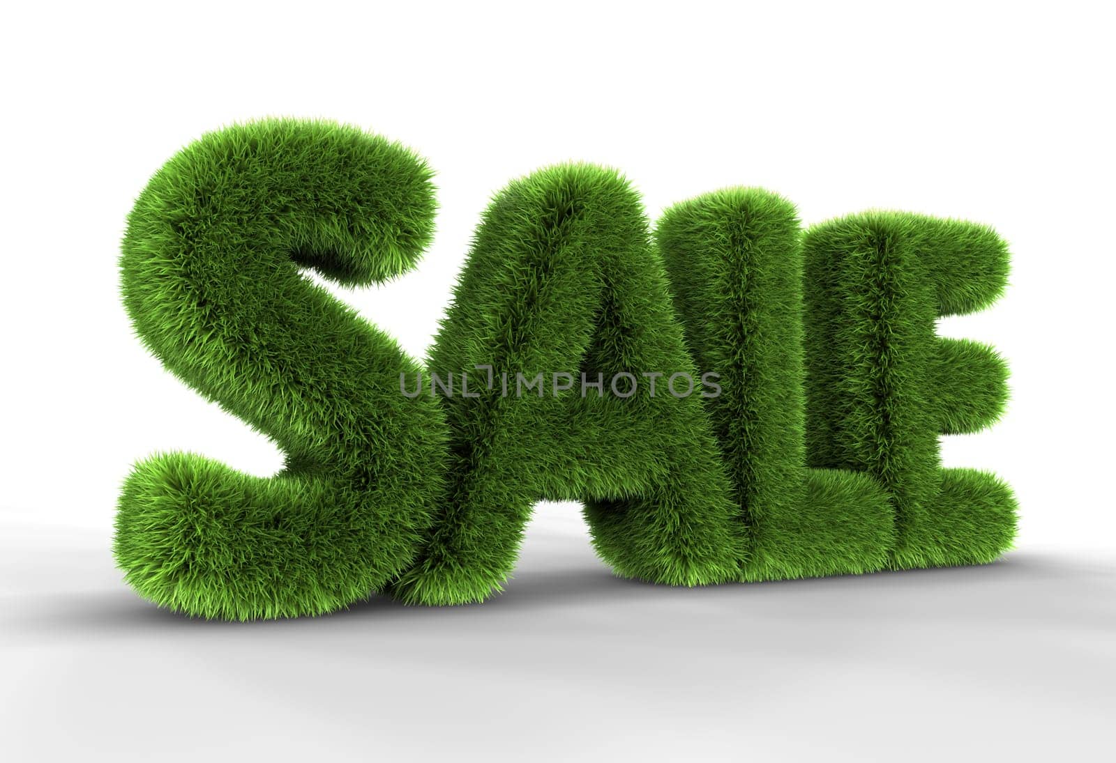 Grass sale word isolated on white background, 3D rendering