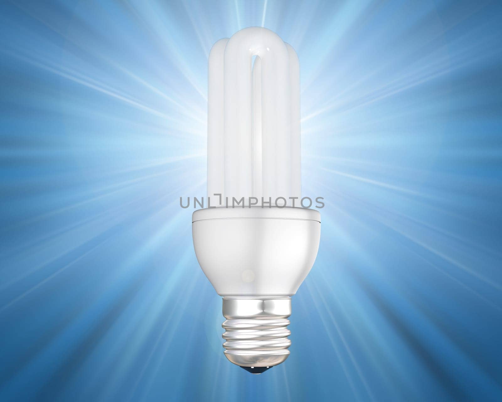 Illustration of an illuminated energy saving light bulb