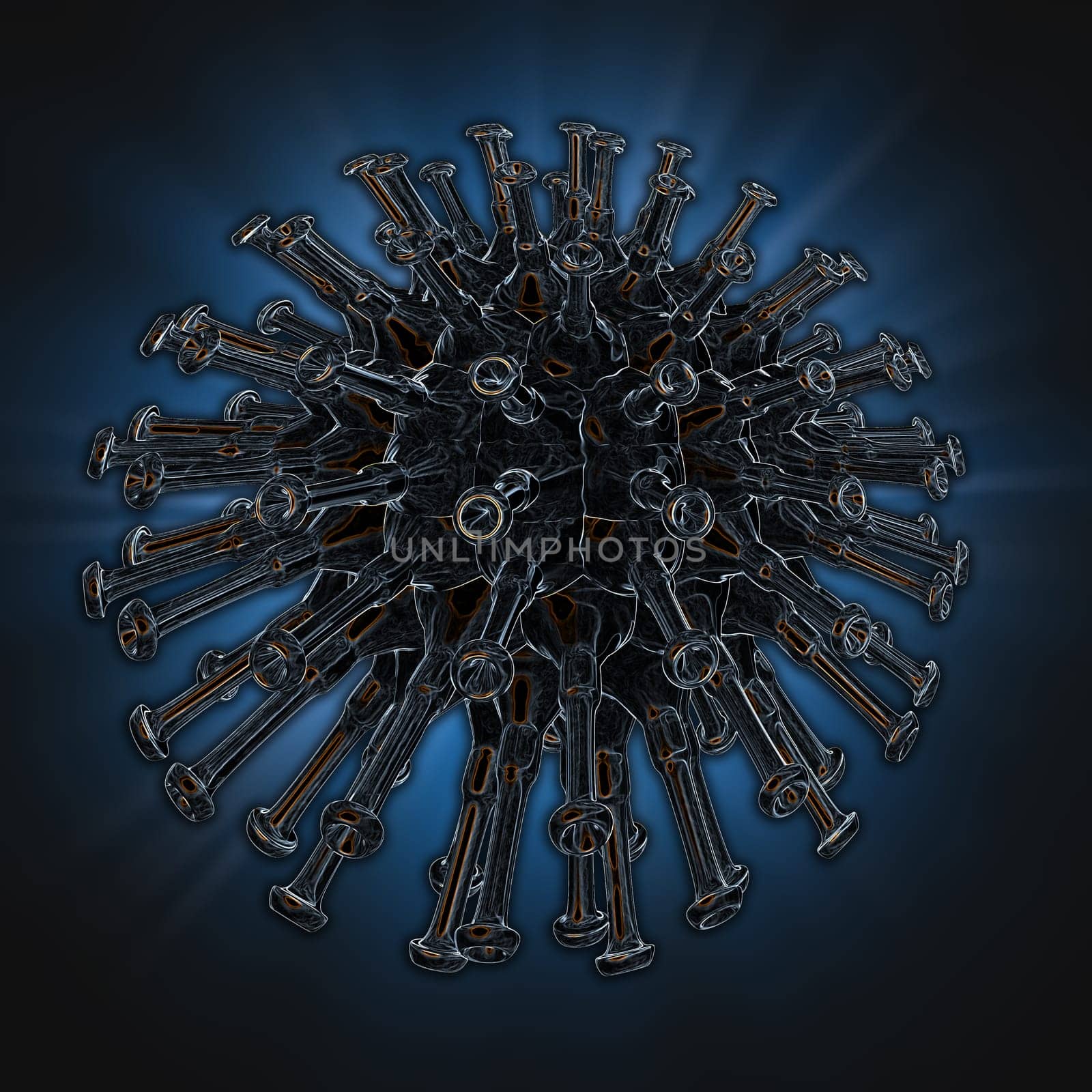 Stylized illustration of a nasty virulent virus