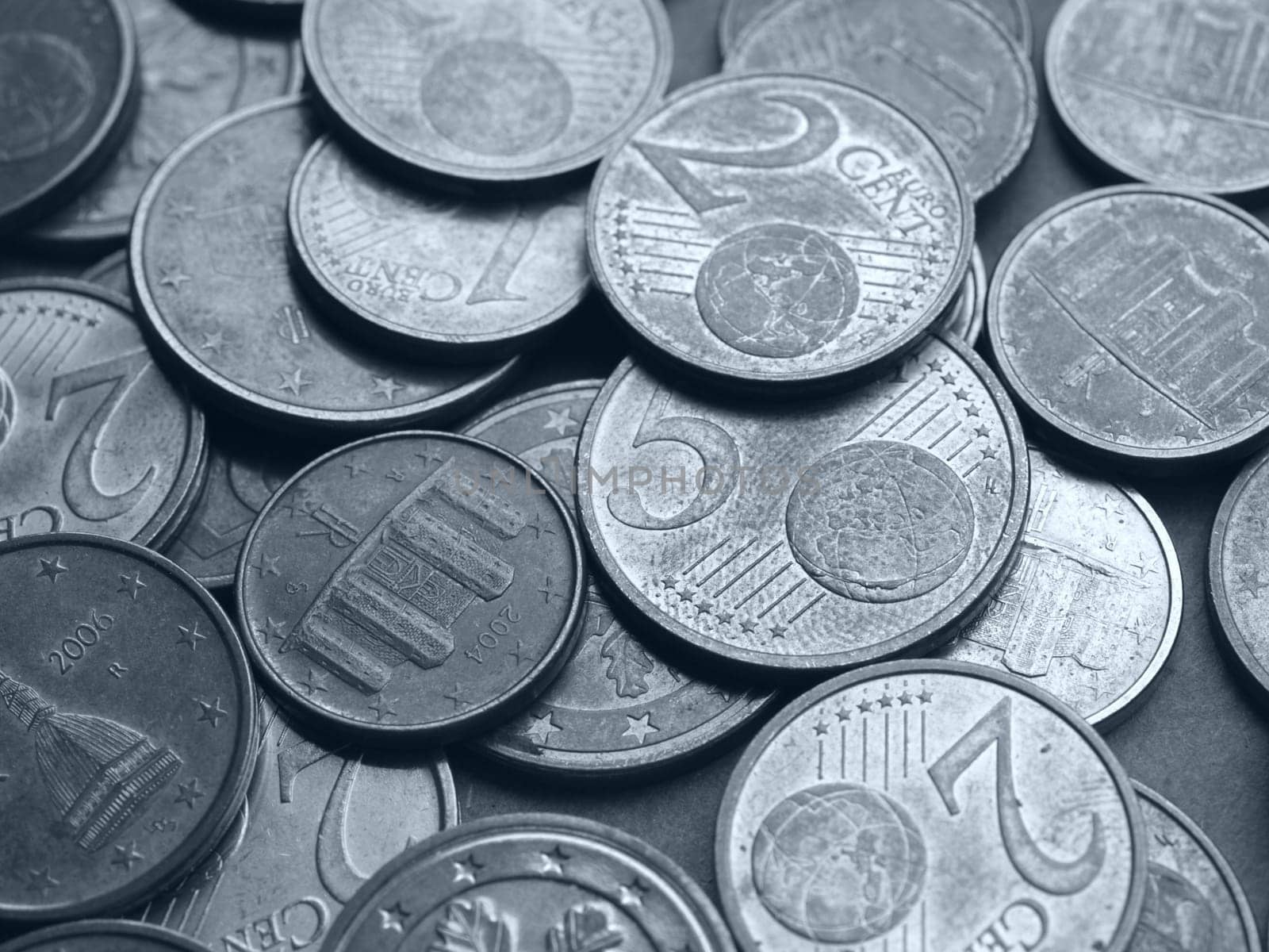 Range of Euro coins useful as a background