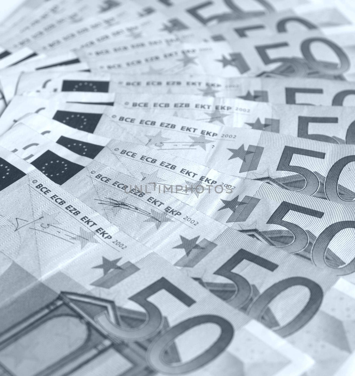 Range of 50 Euro banknotes useful as a background