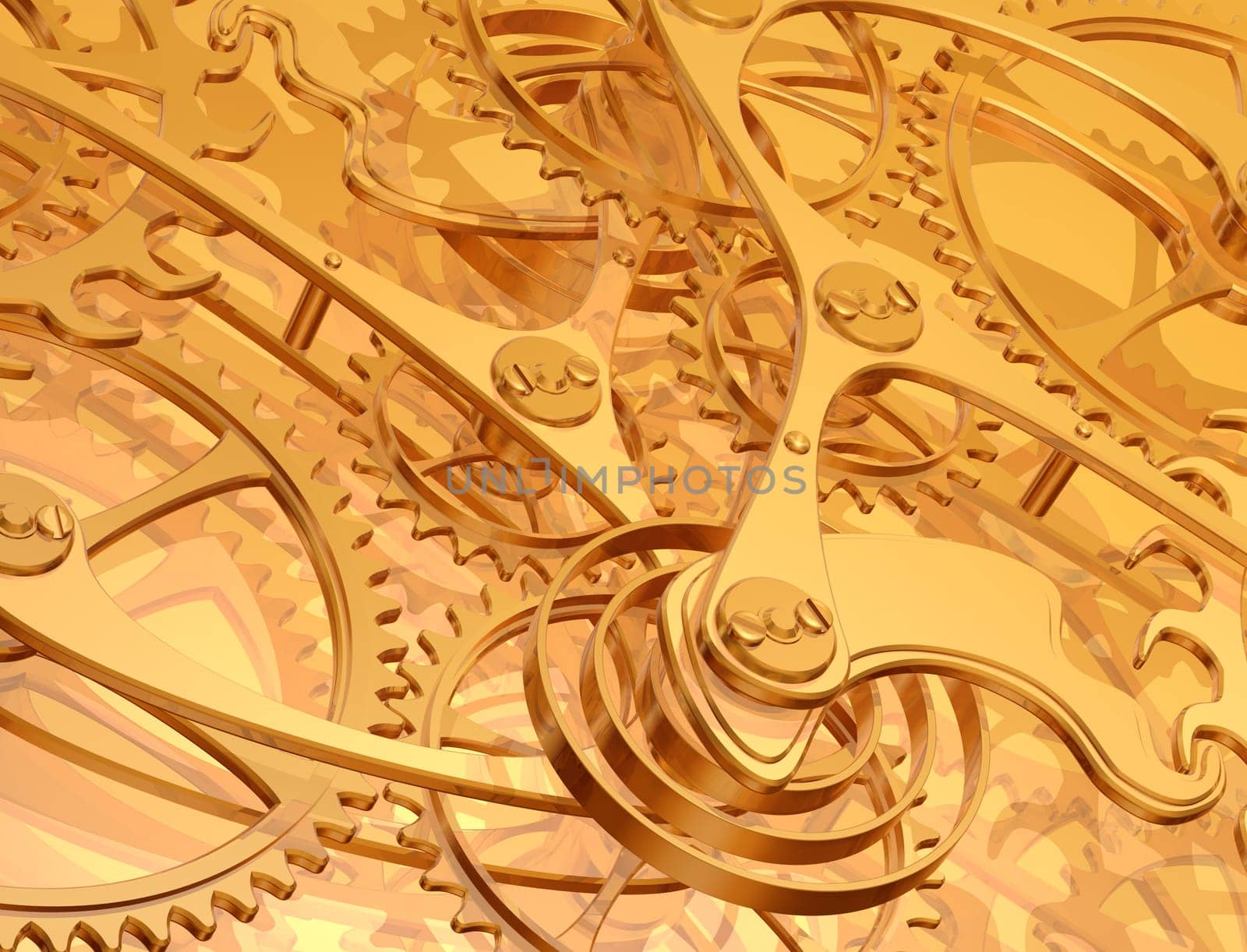 Illustration of a golden background using precision engineered cogs and gears
