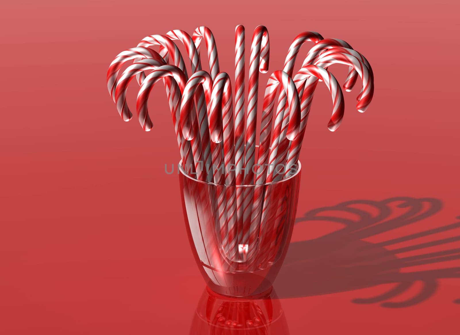 Illustration of a glassful of delicious candy canes