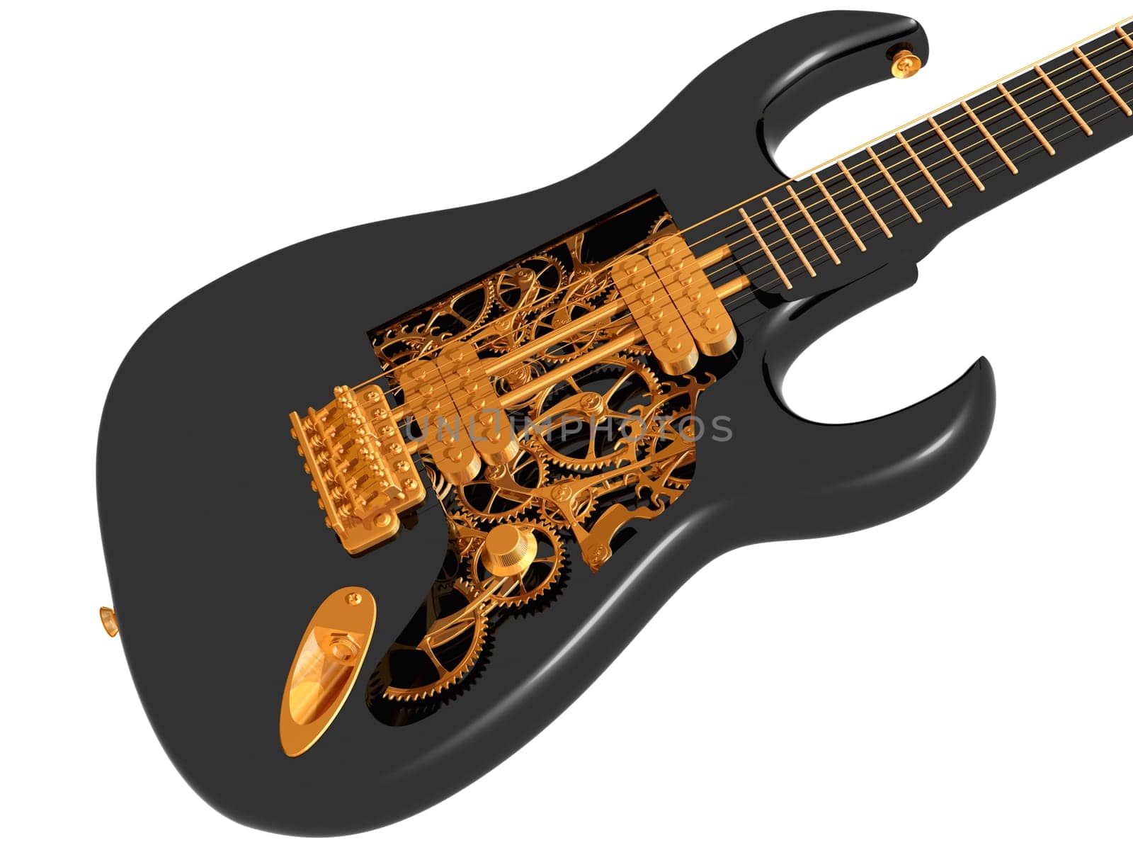 Original customized guitar with cogs and gears