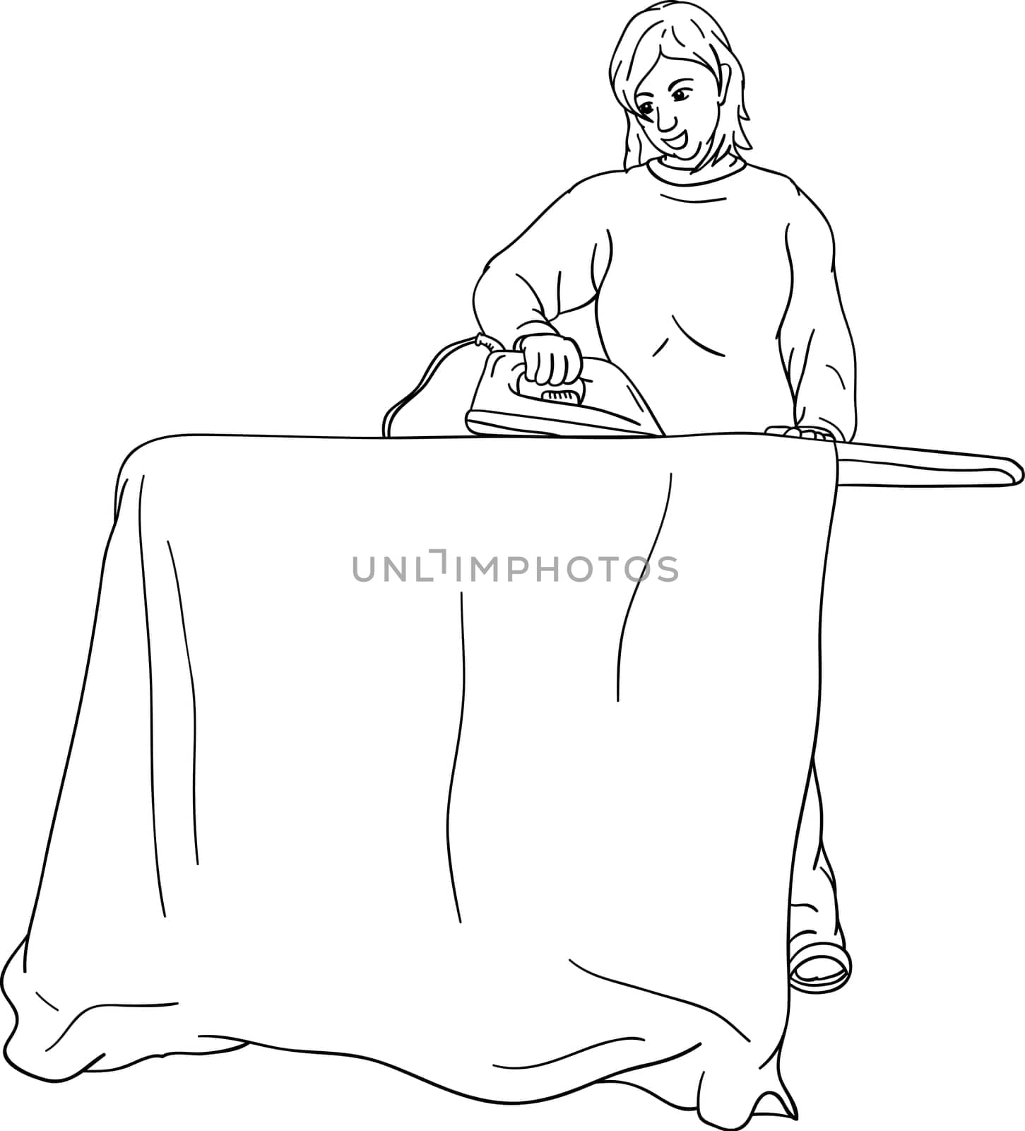 vector - Young woman ironing isolated on background