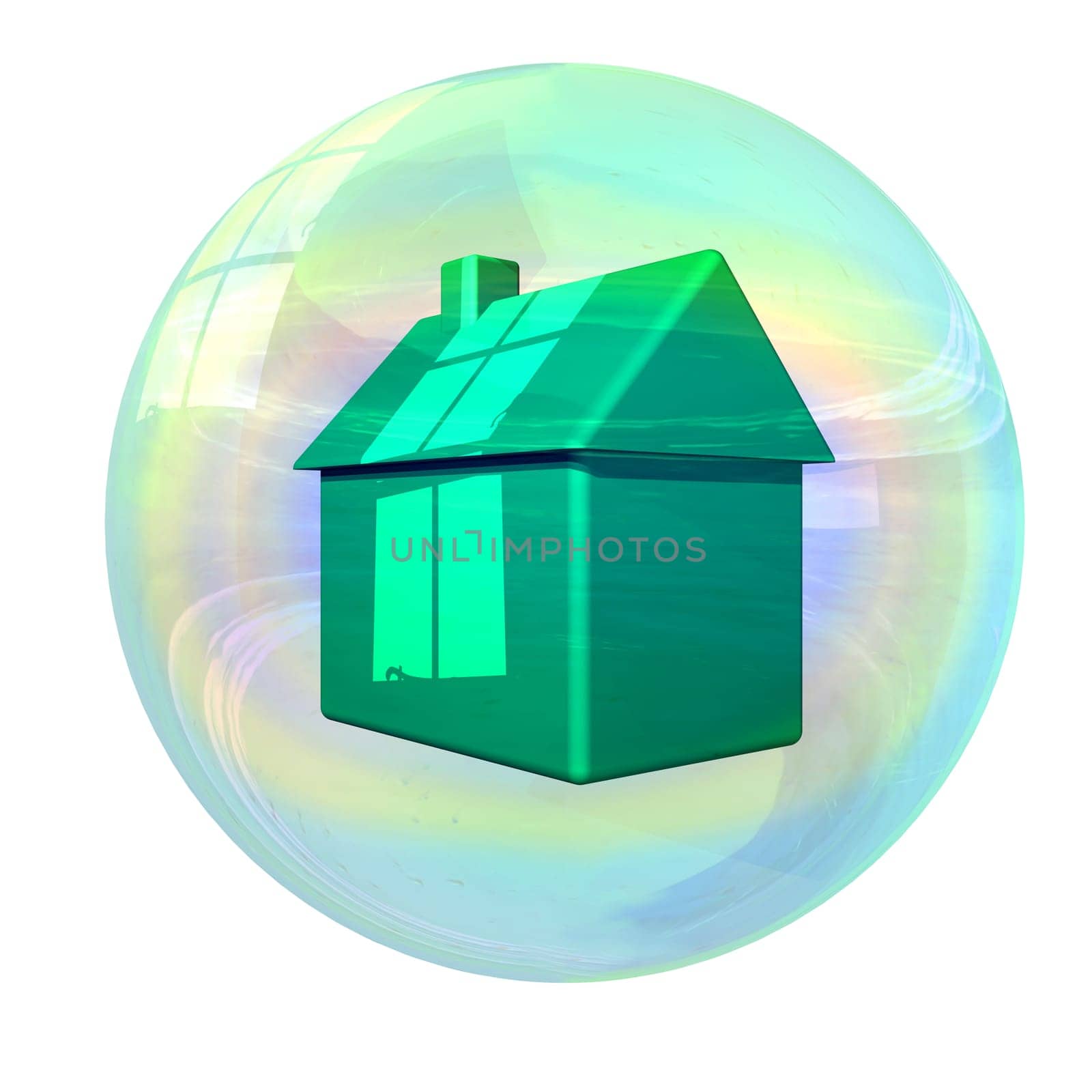Illustration of stylized house in a bubble
