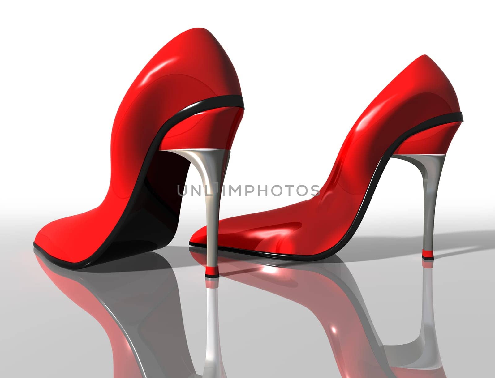 Illustration of a pair of elegant red high heel shoes