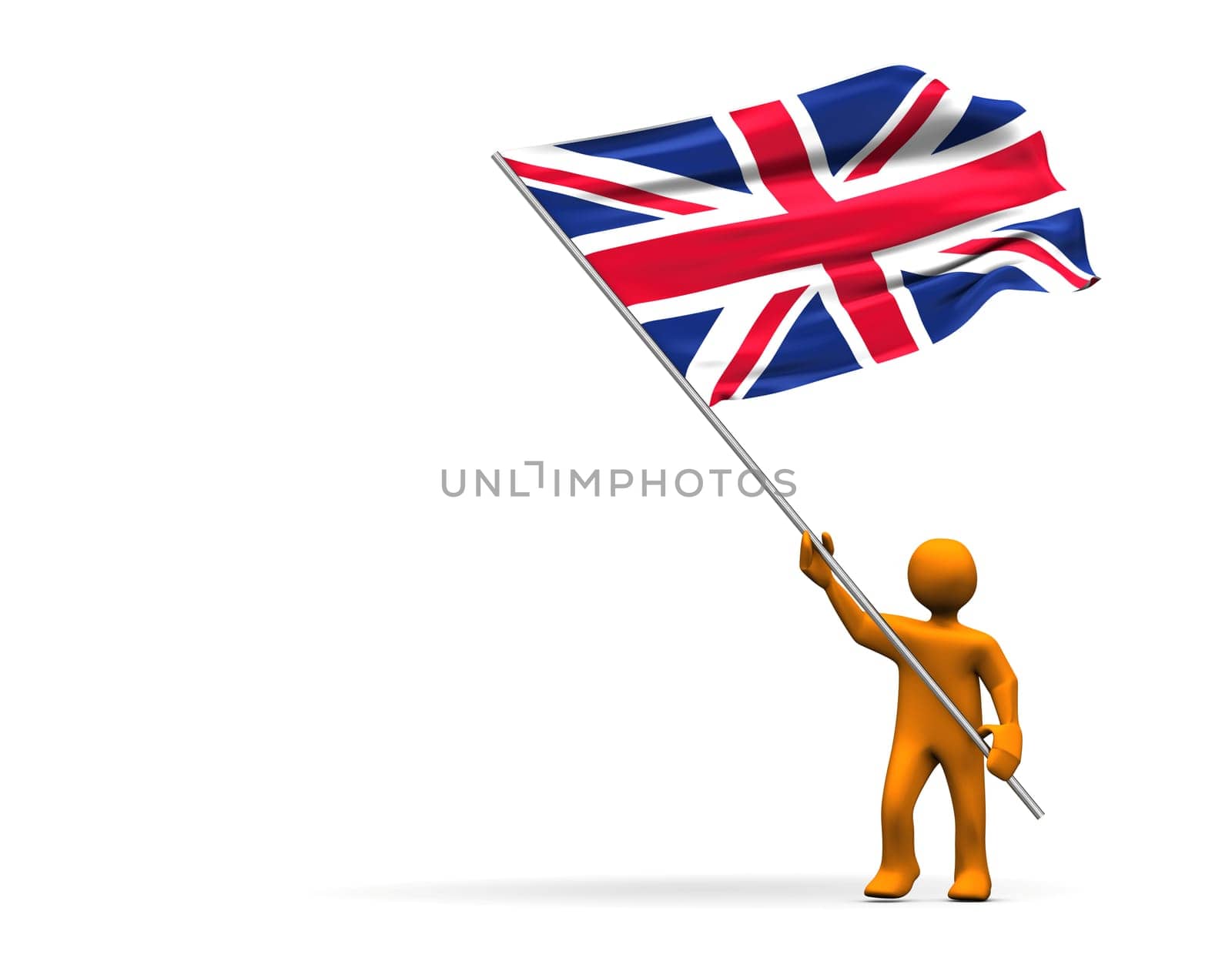 A cartoon with a big British flag.
