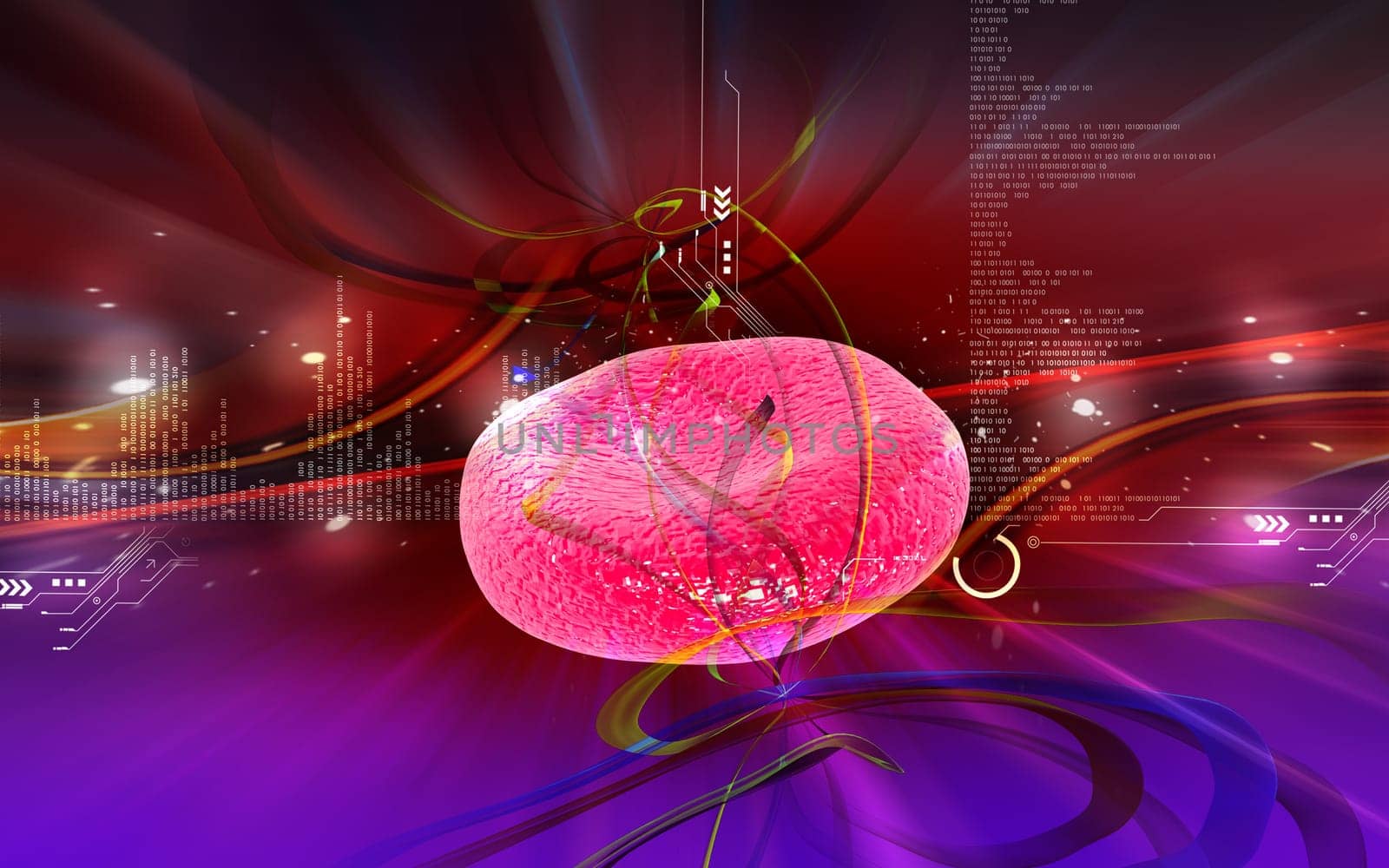 Digital illustration of blood cell in colour background