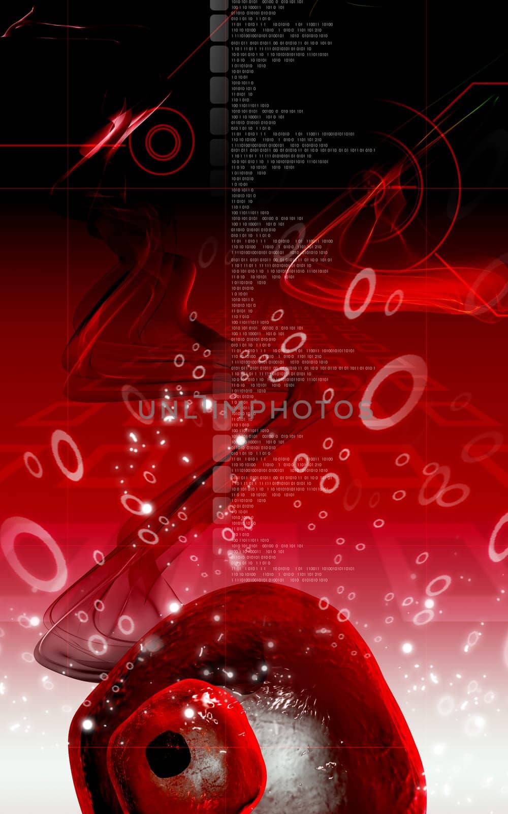 Digital illustration of ovum cell in colour background
