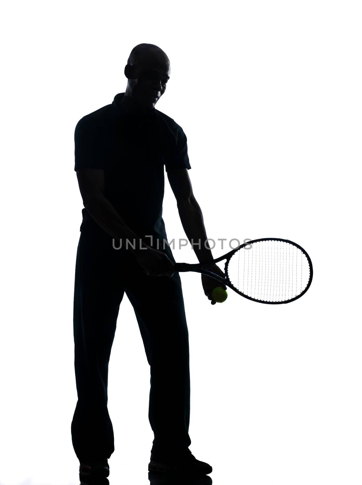 man african afro american playing tennis player on studio isolated on white background