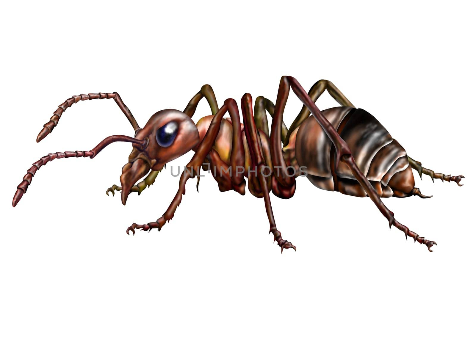 Stylized illustration of a foreboding ant isolated on white