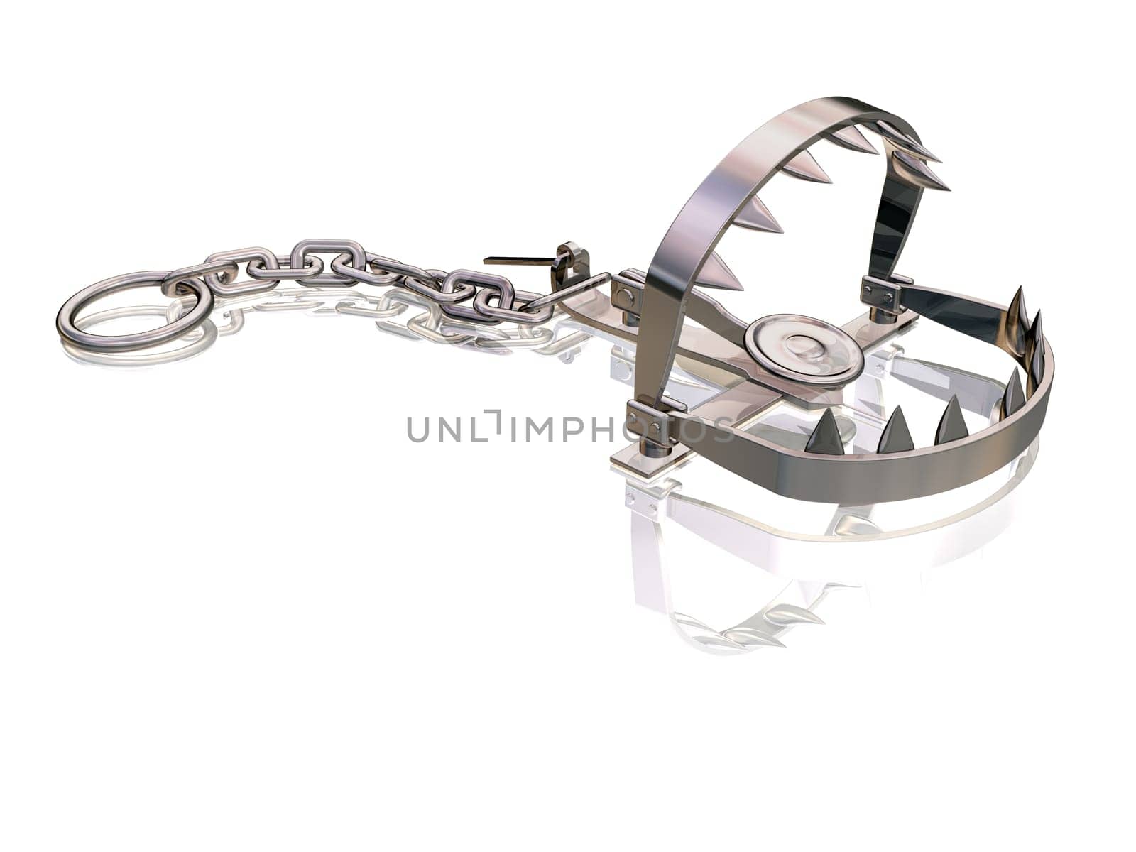 Bear trap snapping its sharp jagged teeth