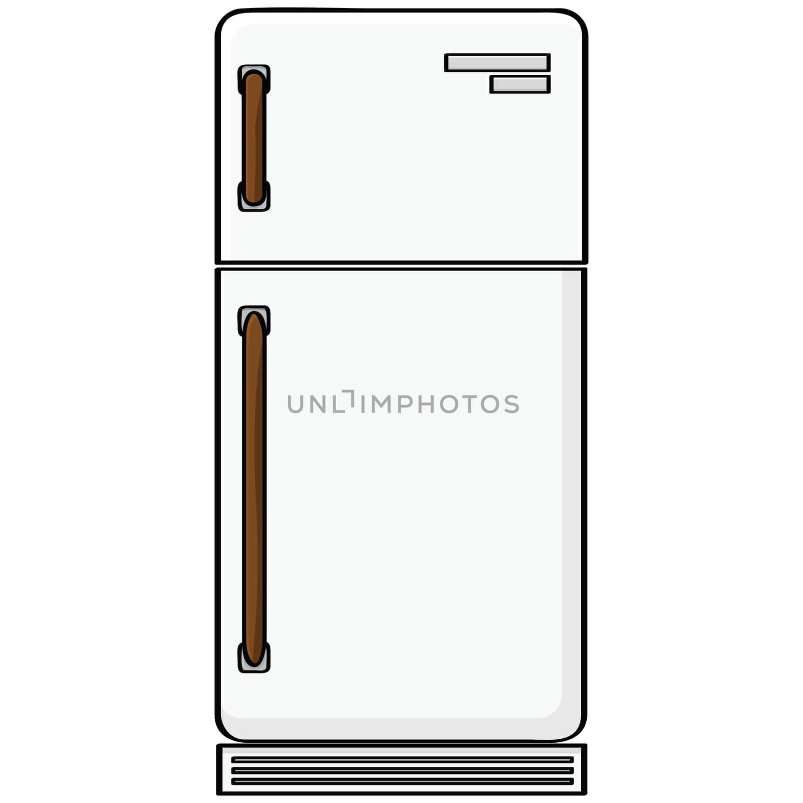 Cartoon illustration showing an old-style refrigerator model