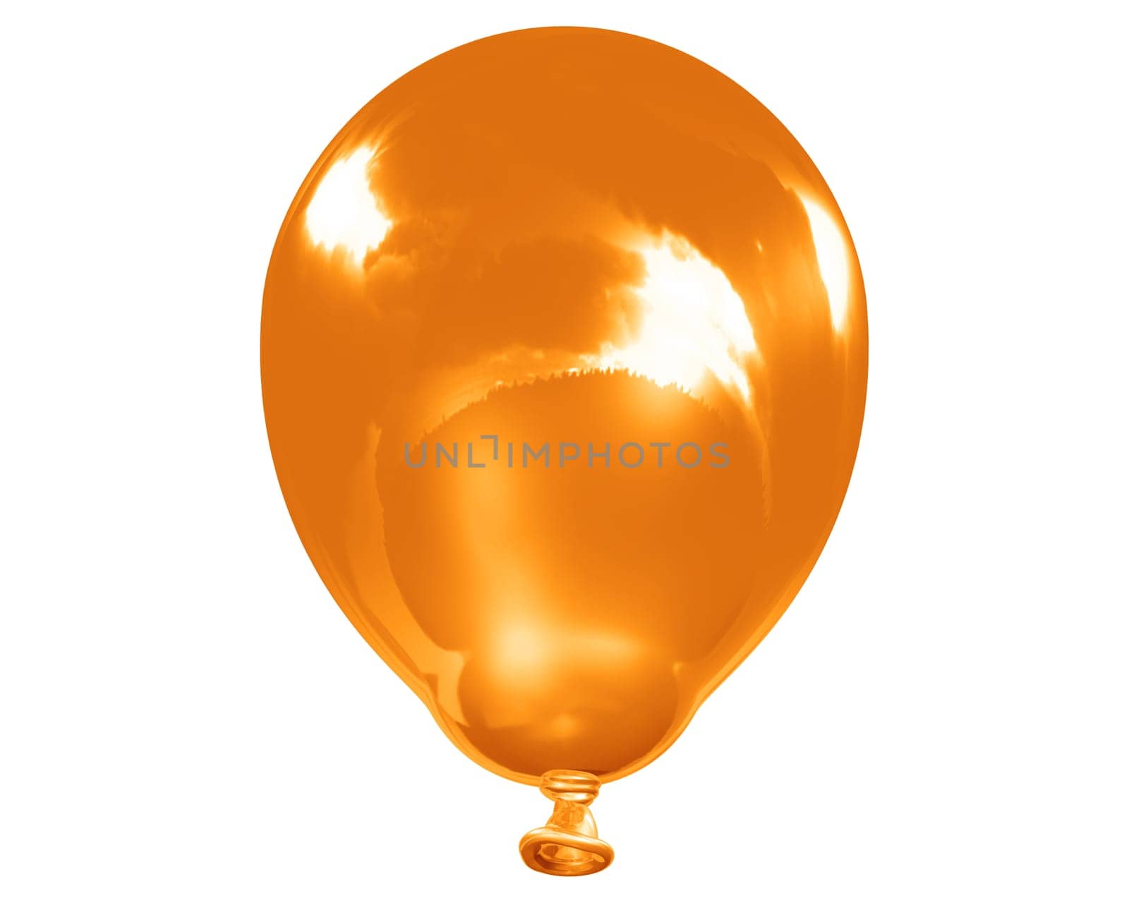 3d illustration of a single isolated reflective orange balloon