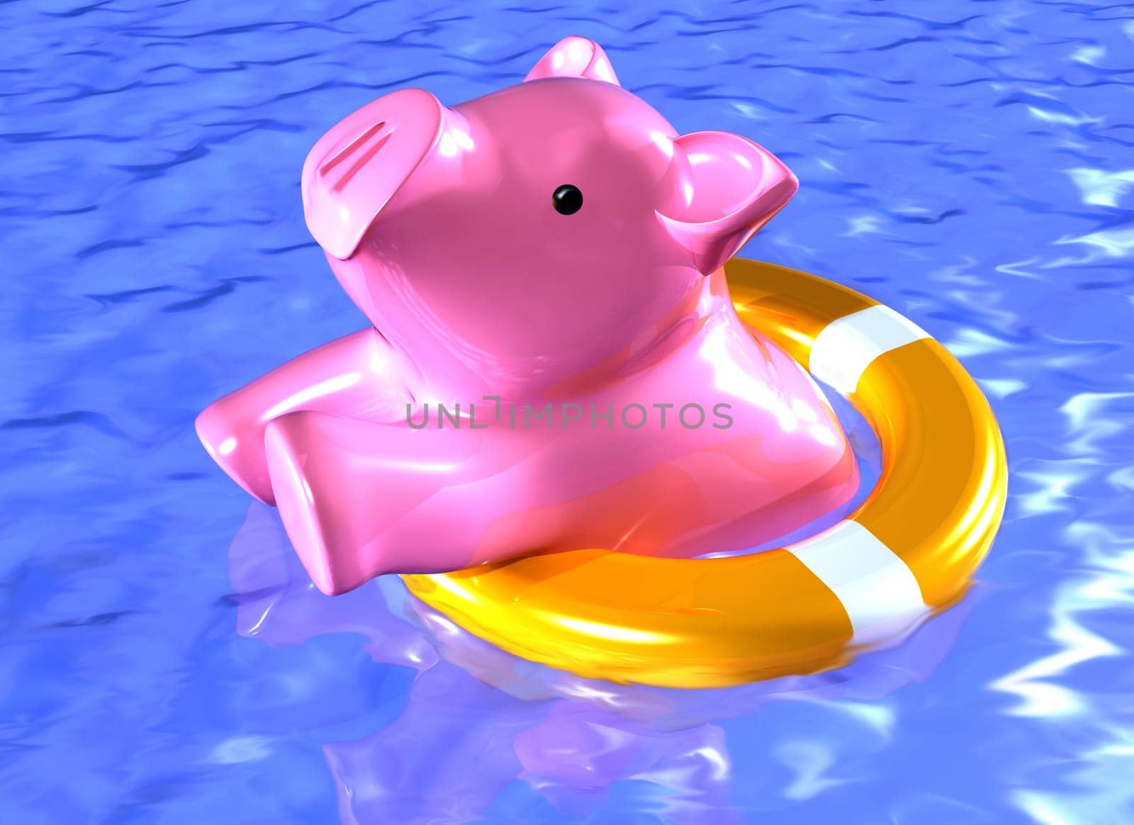 Illustration of a piggy bank being rescued from disaster