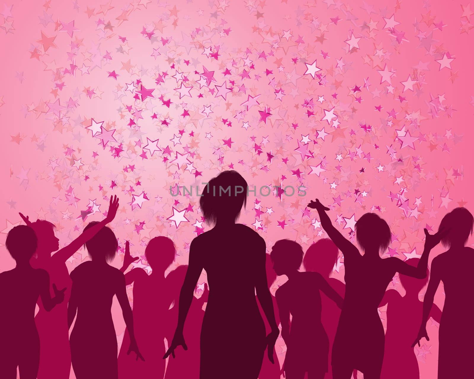 Illustration of a girls enjoying a fabulous party