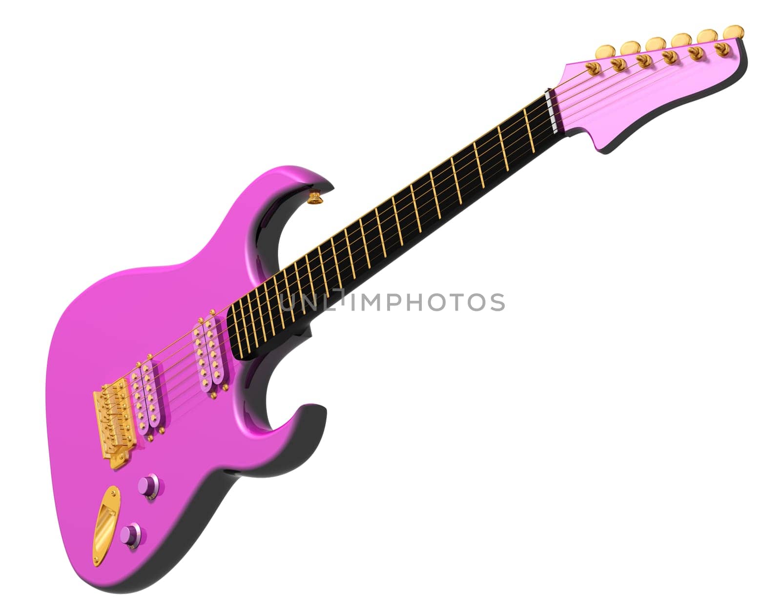 Isolated illustration of a pink electric guitar