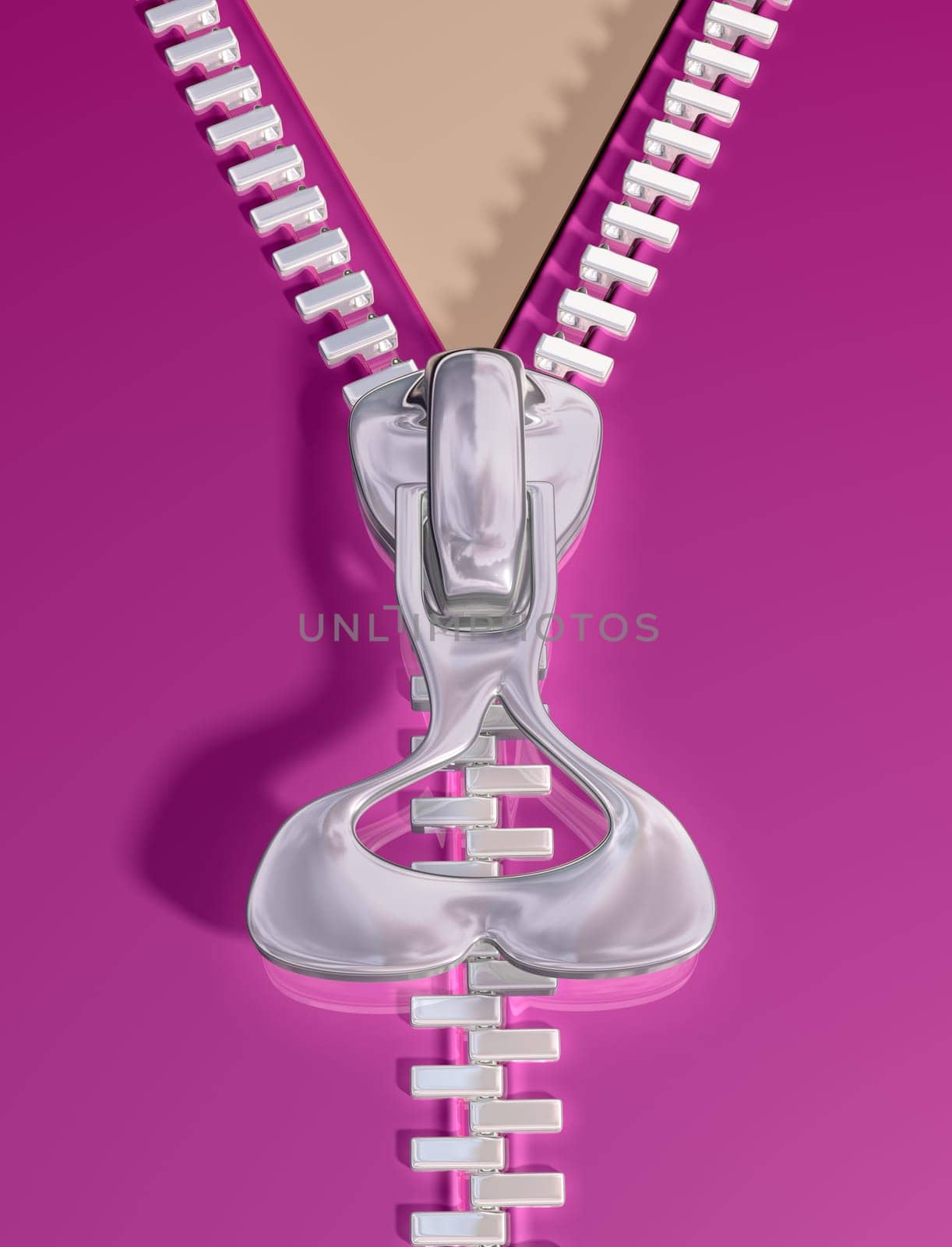 Original illustration of a partially open zip