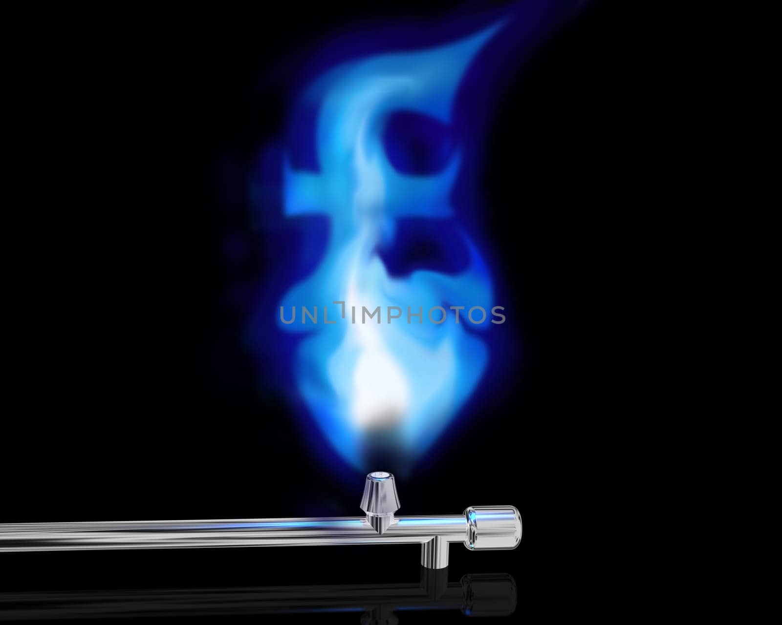Illustration of a blue gas flame in the form of a pound symbol