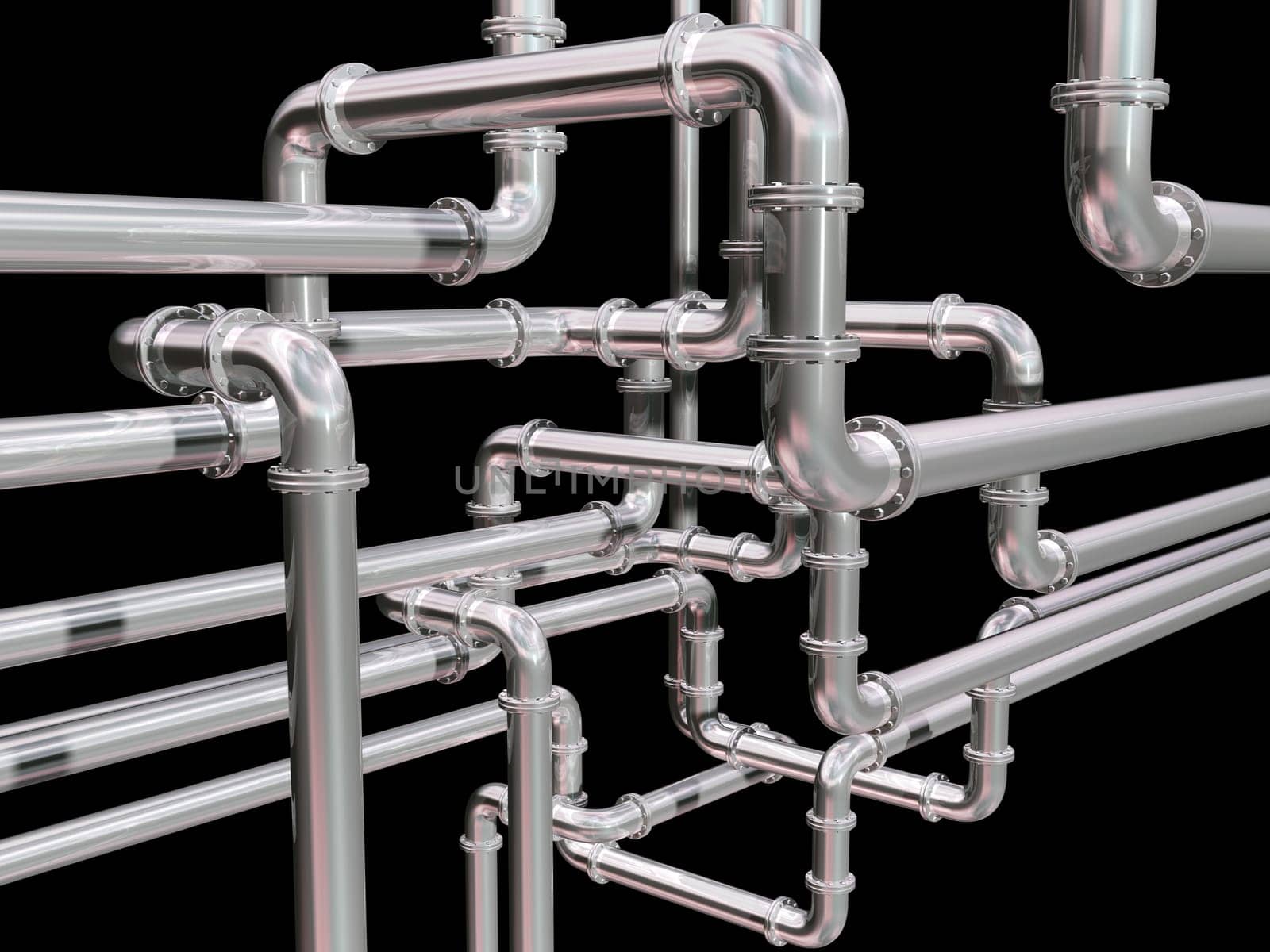 Illustration of a maze of industrial pipes