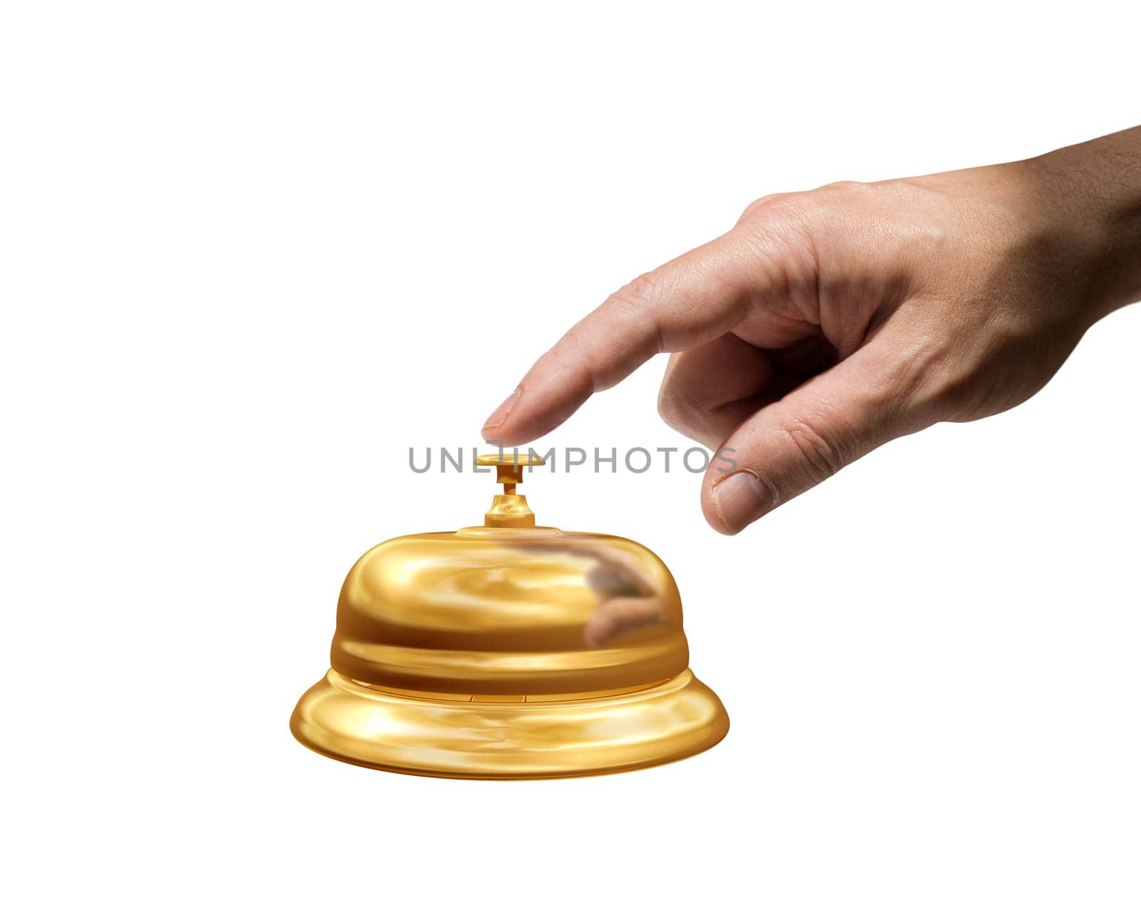 Isolated illustration of a man ringing a reception bell