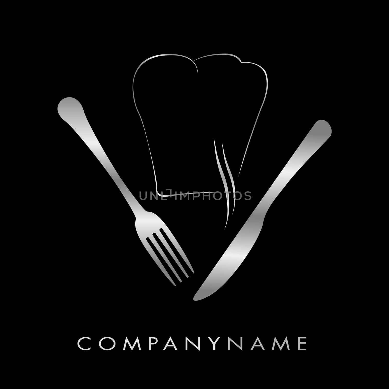 logo restaurant - toque a couverts argent