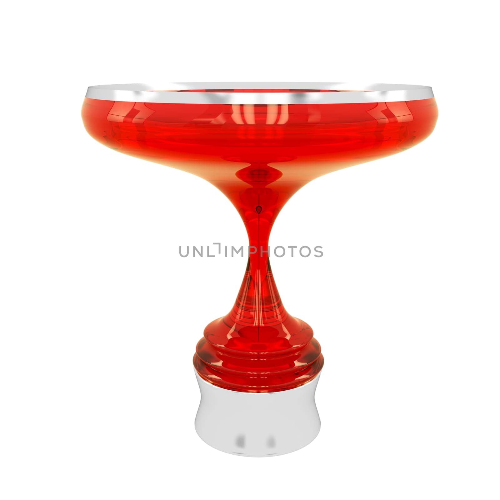 Red crystal trophy cup, isolated on white background