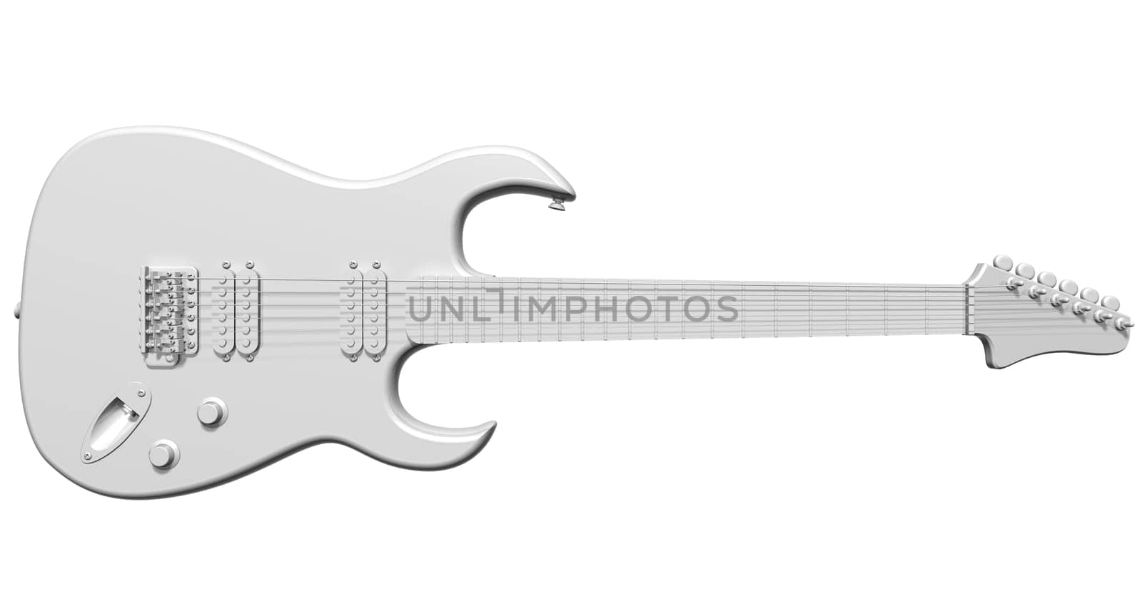 Illustration of an isolated all white electric guitar