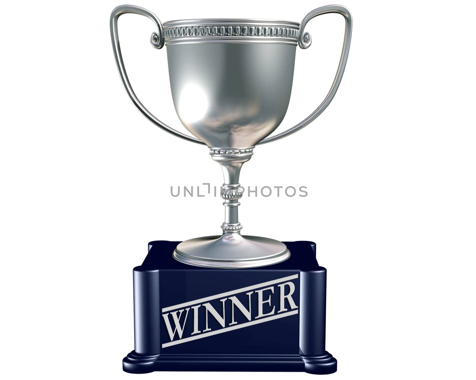 Illustration of a highly polished silver trophy for winning