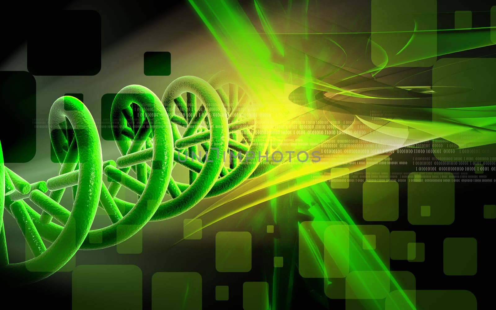 Digital illustration DNA structure in colour background