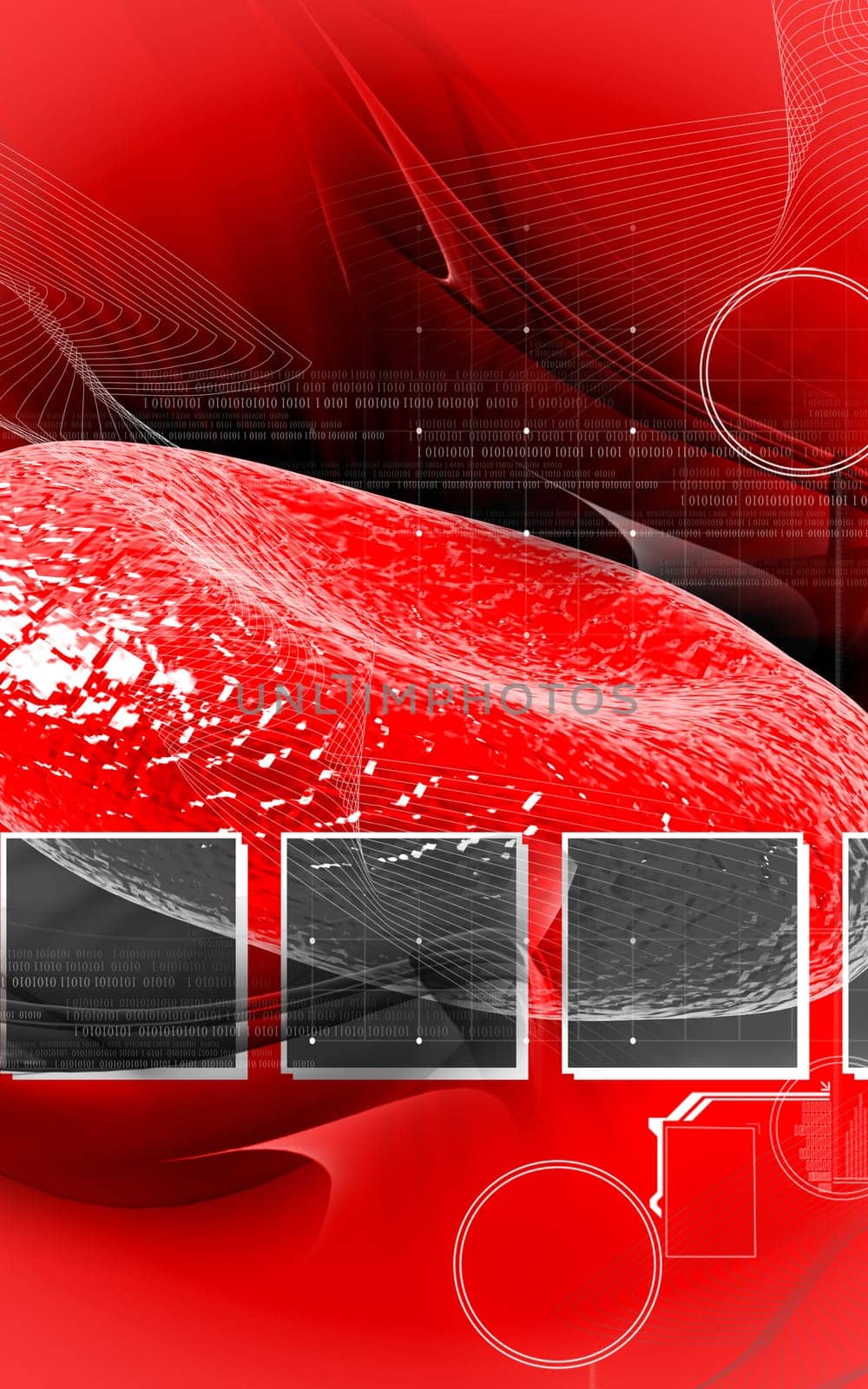 Digital illustration of blood cell in colour background