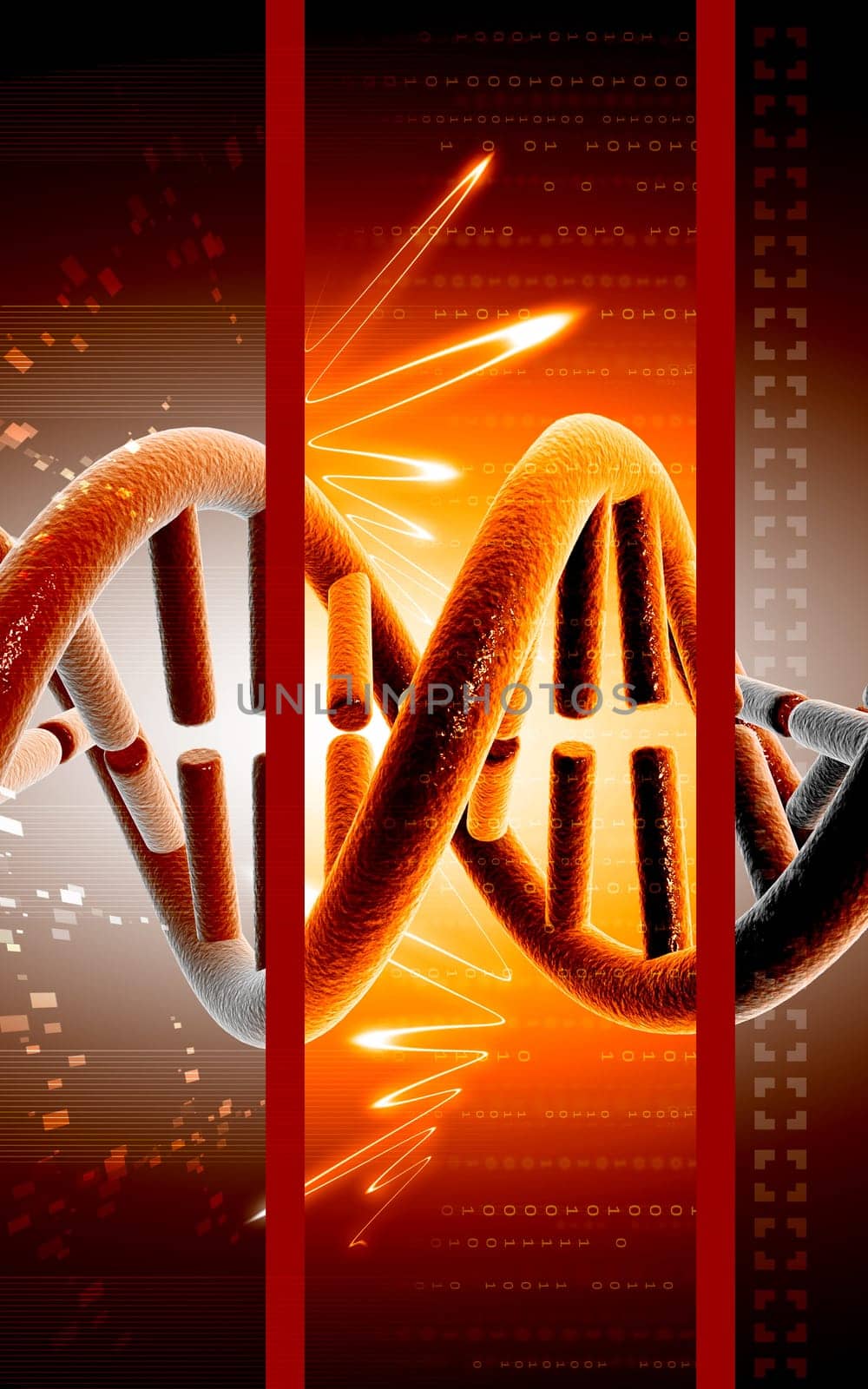 Digital illustration DNA structure in colour background