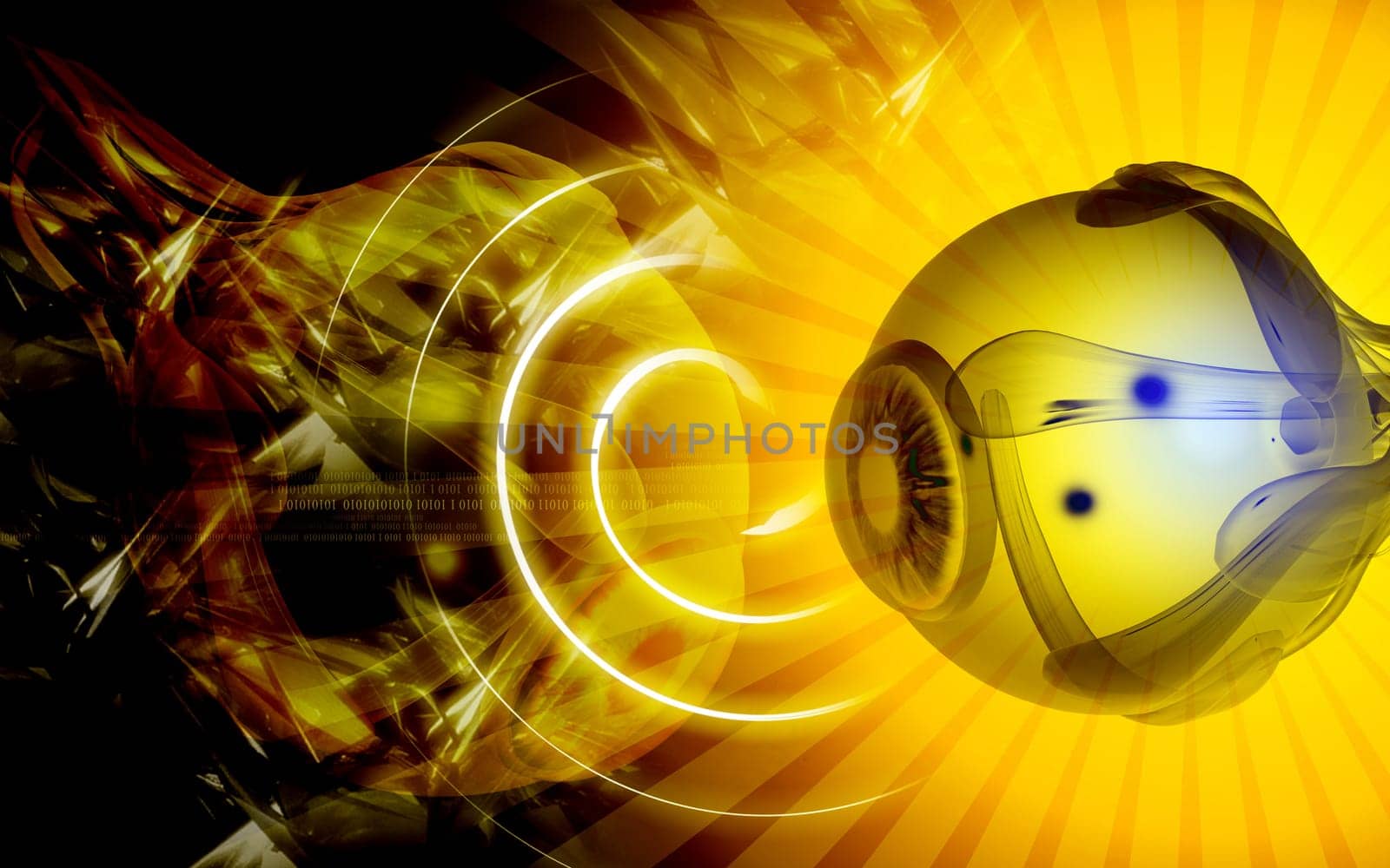 Digital illustration of eye in colour background