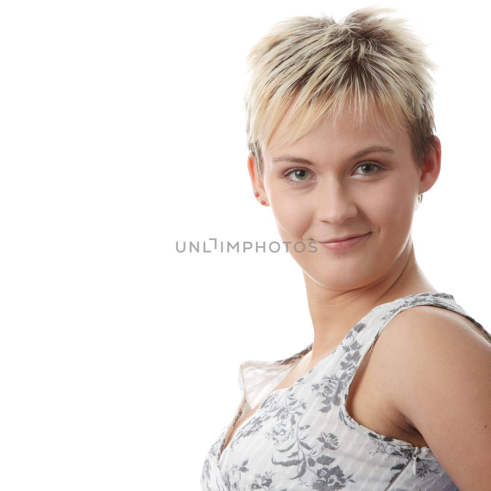 Beautiful woman in summer clothes, isolated