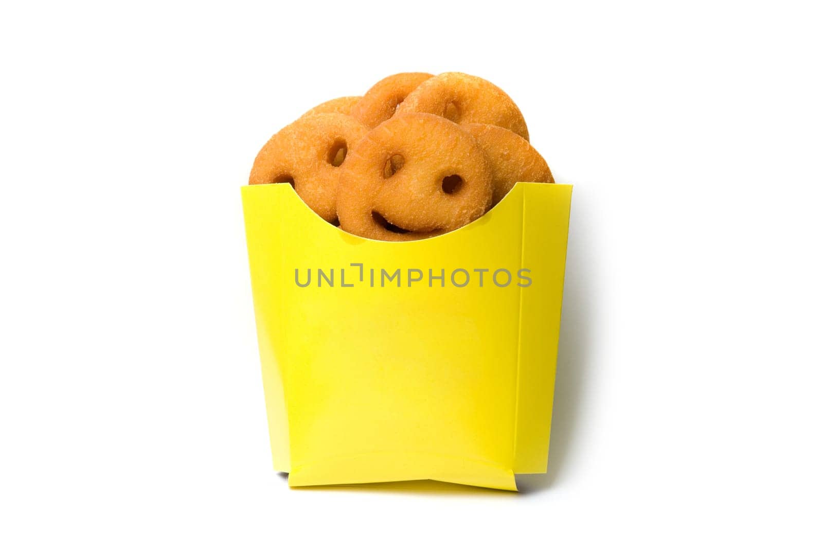 deep-fried potatoes isolated on a white