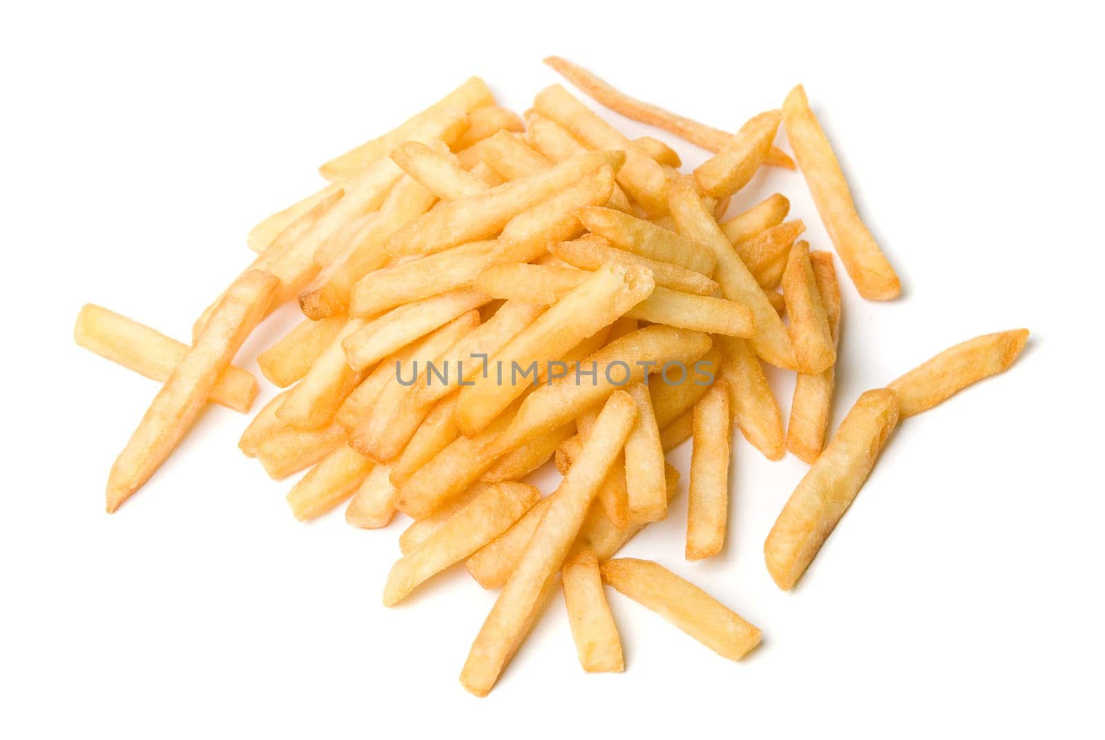 French fried potatoes on a white background