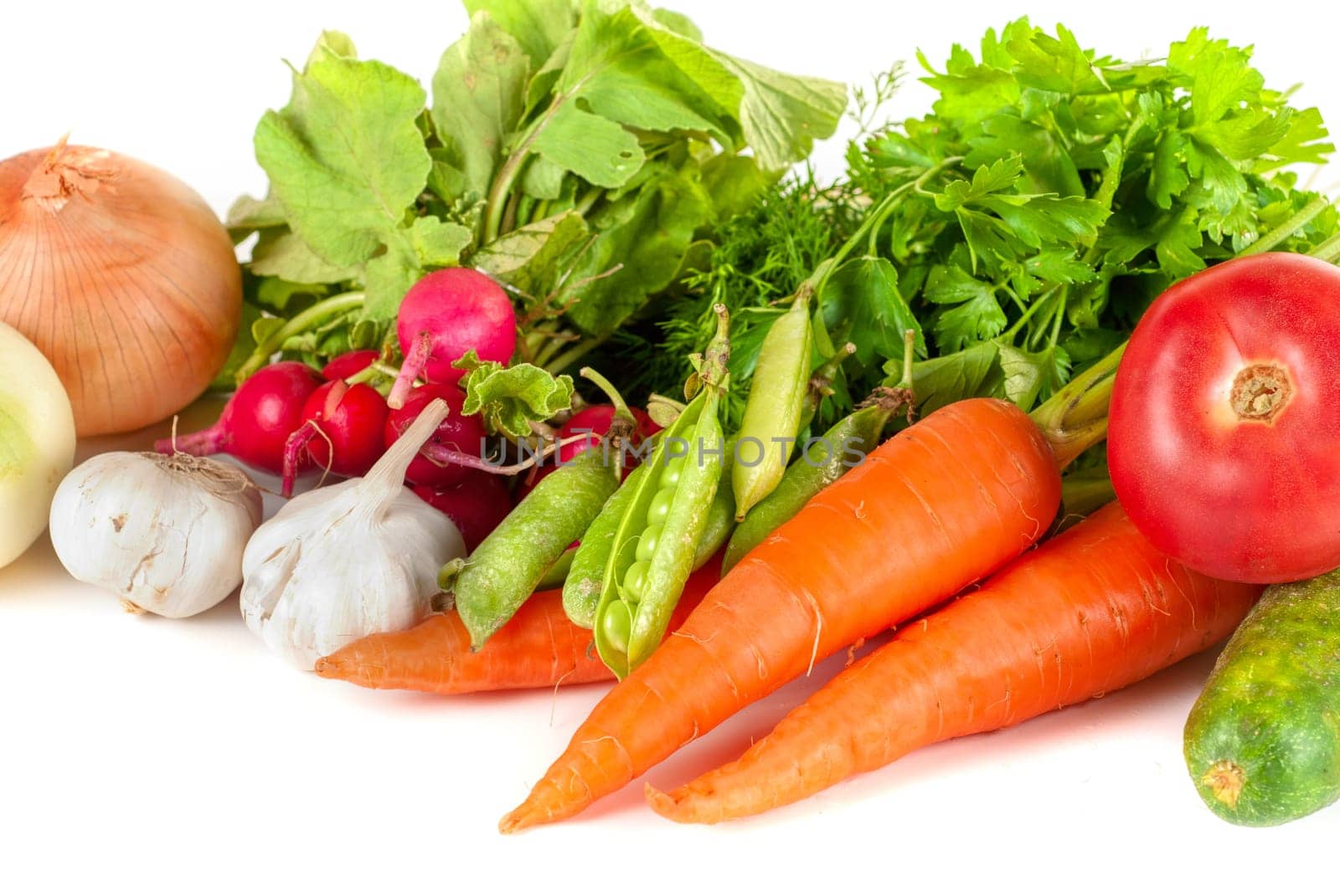 heap of vegetables isolated on white background