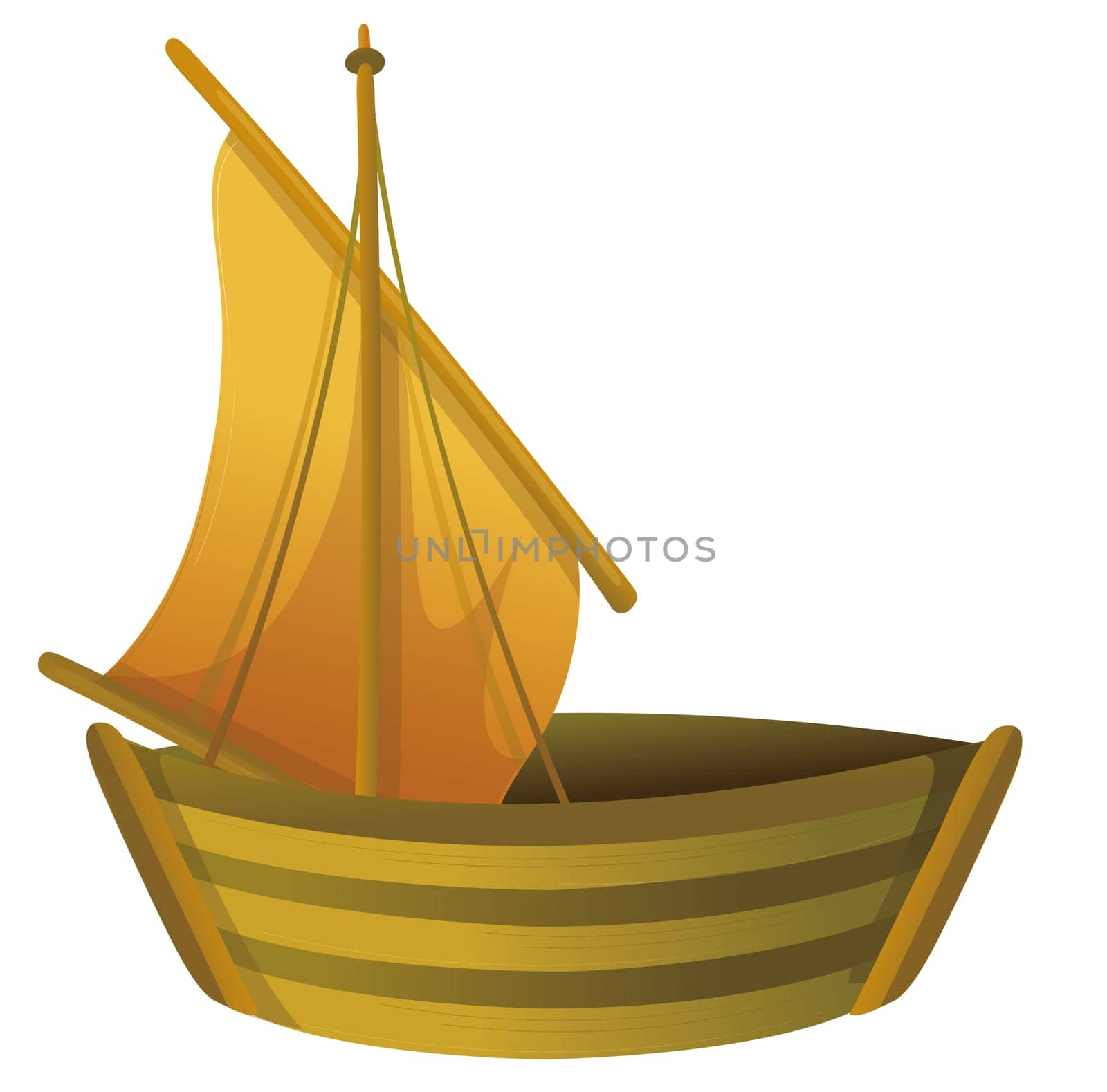 a wood ship isolate in a white background