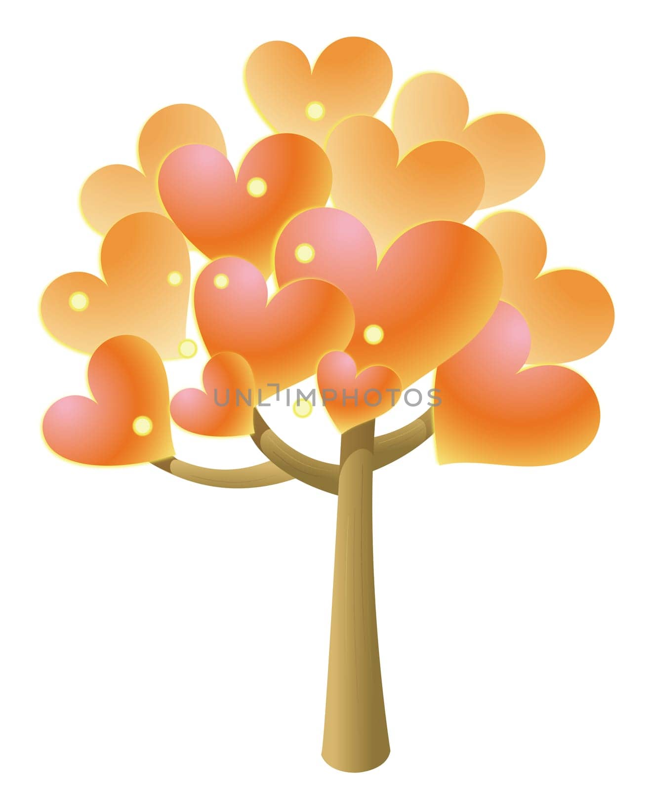 beautiful red heart tree isolate in a white background
