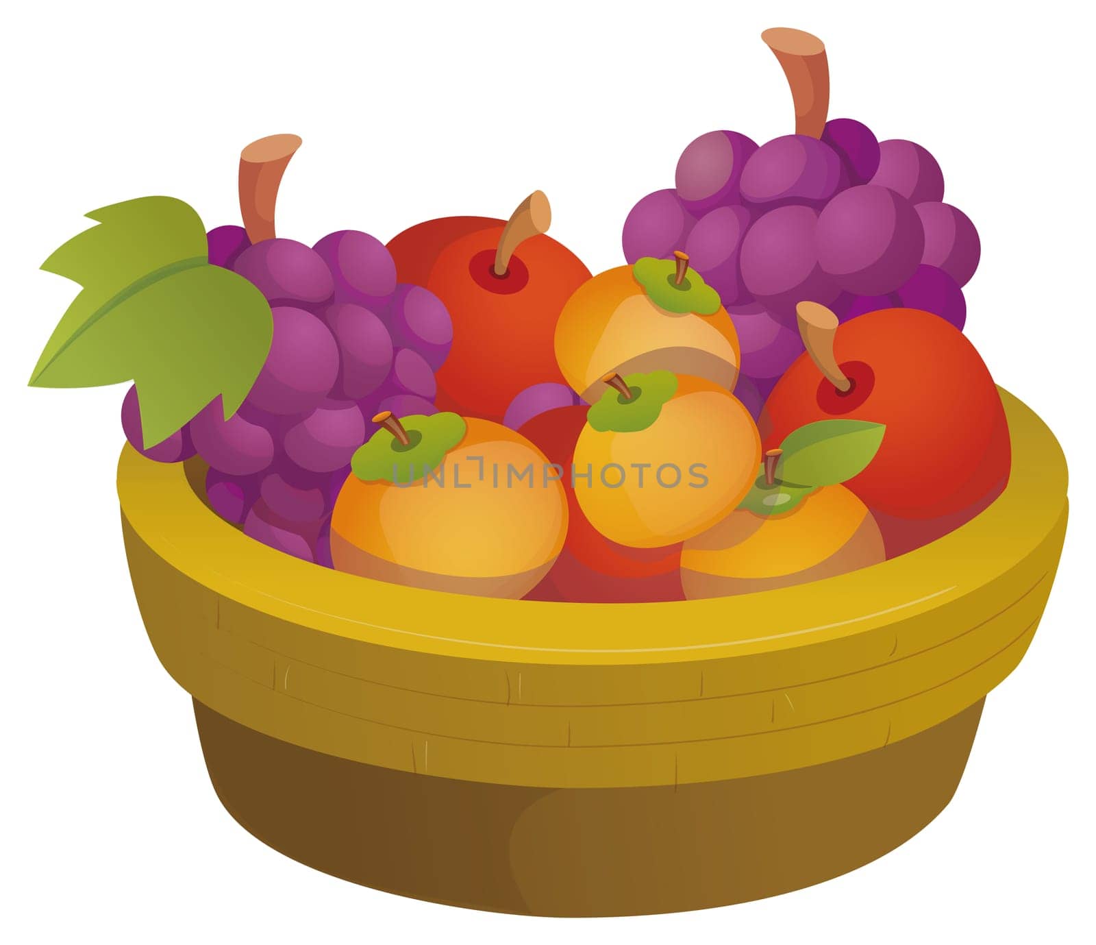 illustration drawing of a variety of fruit in the basket