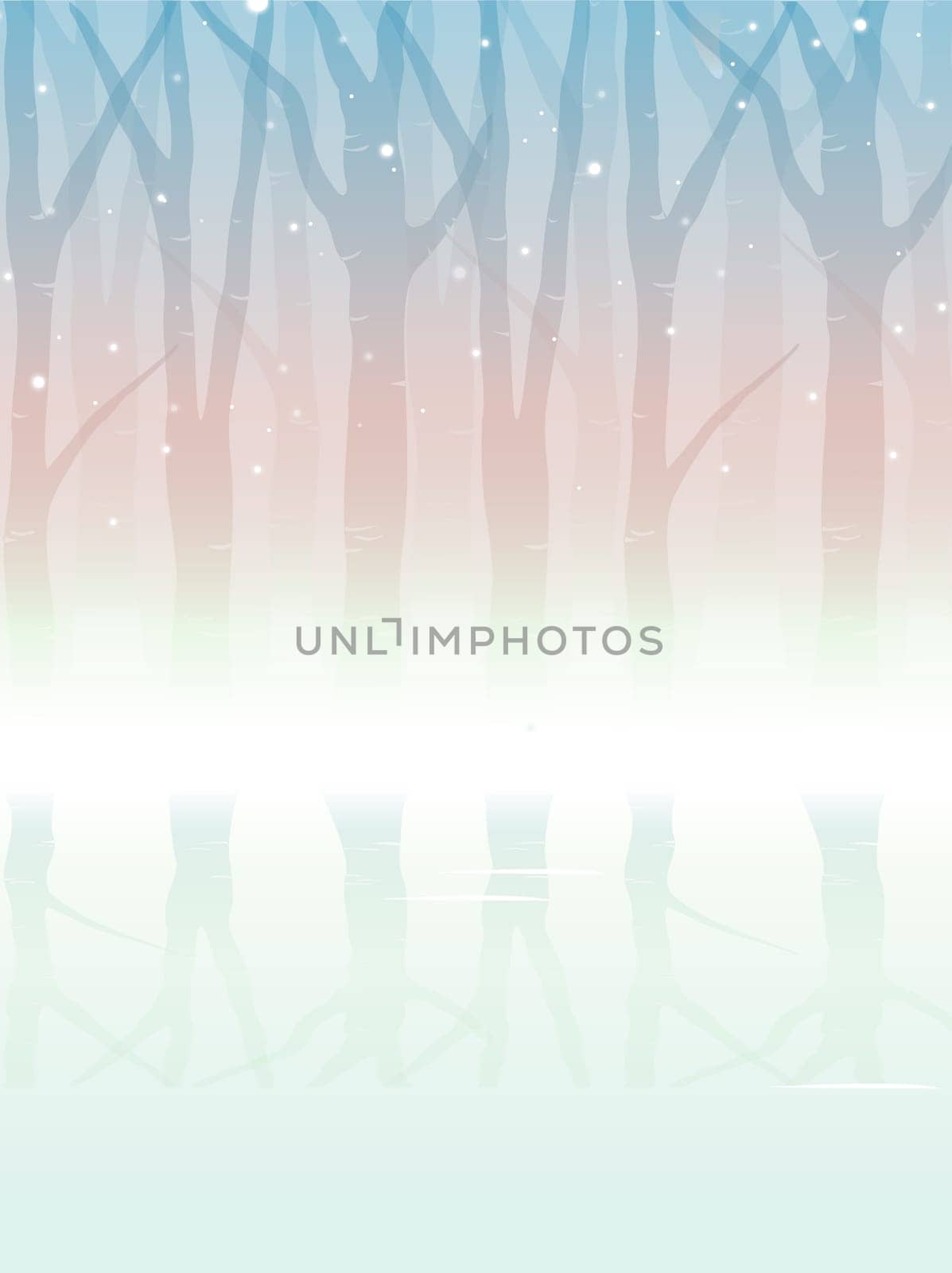 illustrations drawing of blue and pink tree background
