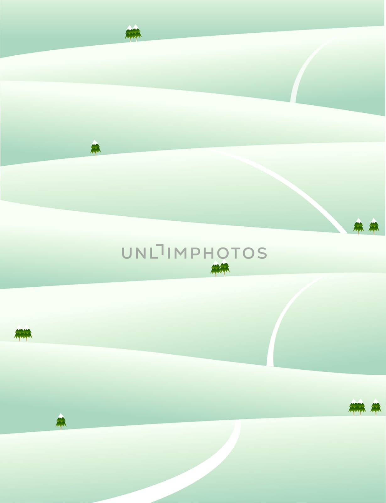 illustration drawing of hill with road and tree,used as background