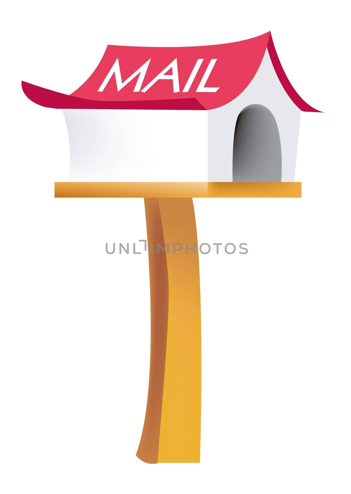 illustration drawing of postbox with word isolate in a white background